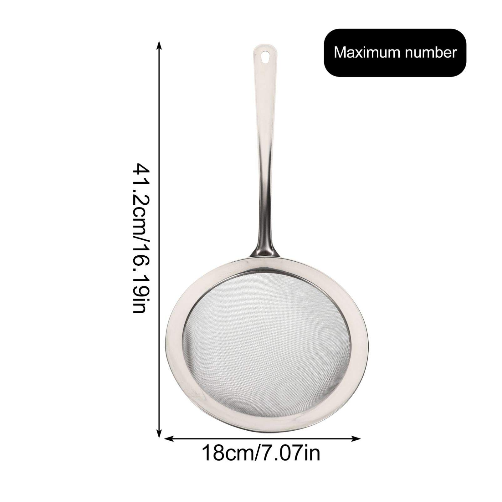 5-Piece Stainless Steel Fine Mesh Strainer Set - Kitchen Sieve, Flour Sifter, Skimmer & Colander for Baking, Frying & Cooking - Perfect for Fried Chicken, Baking, Pasta & More