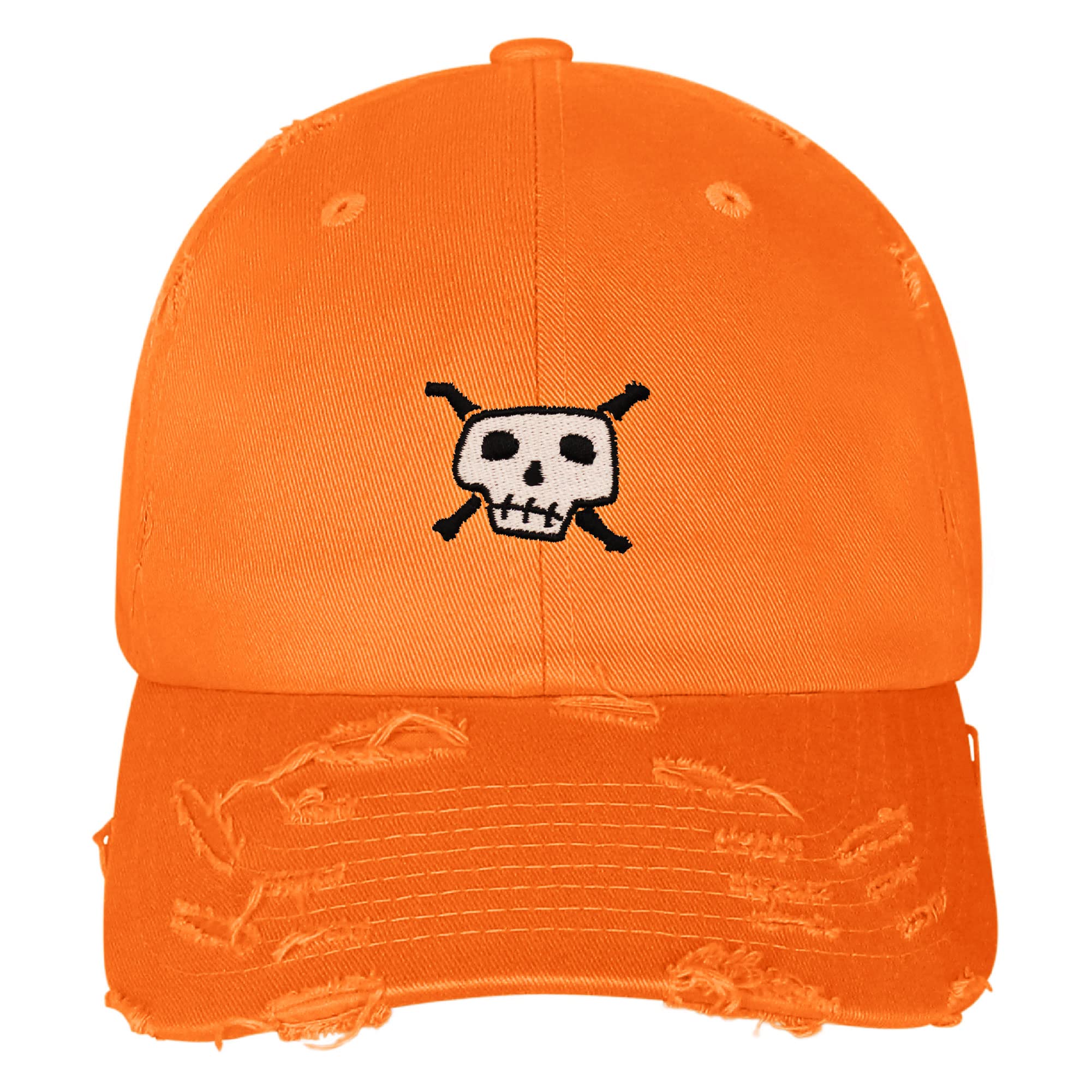 Vintage Pirate Skull Dad Hat - Distressed Frayed Embroidered Baseball Cap for Men & Women - Perfect for Halloween, Cosplay, and Streetwear Fashion