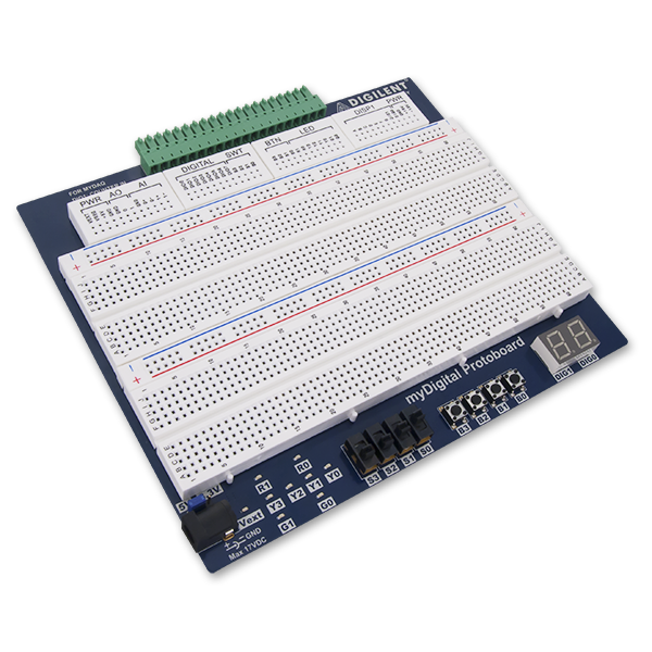 Digilent myDigital Protoboard for NI myDAQ & myRIO - Breadboard Compatible with National Instruments for Electronics Prototyping & STEM Education