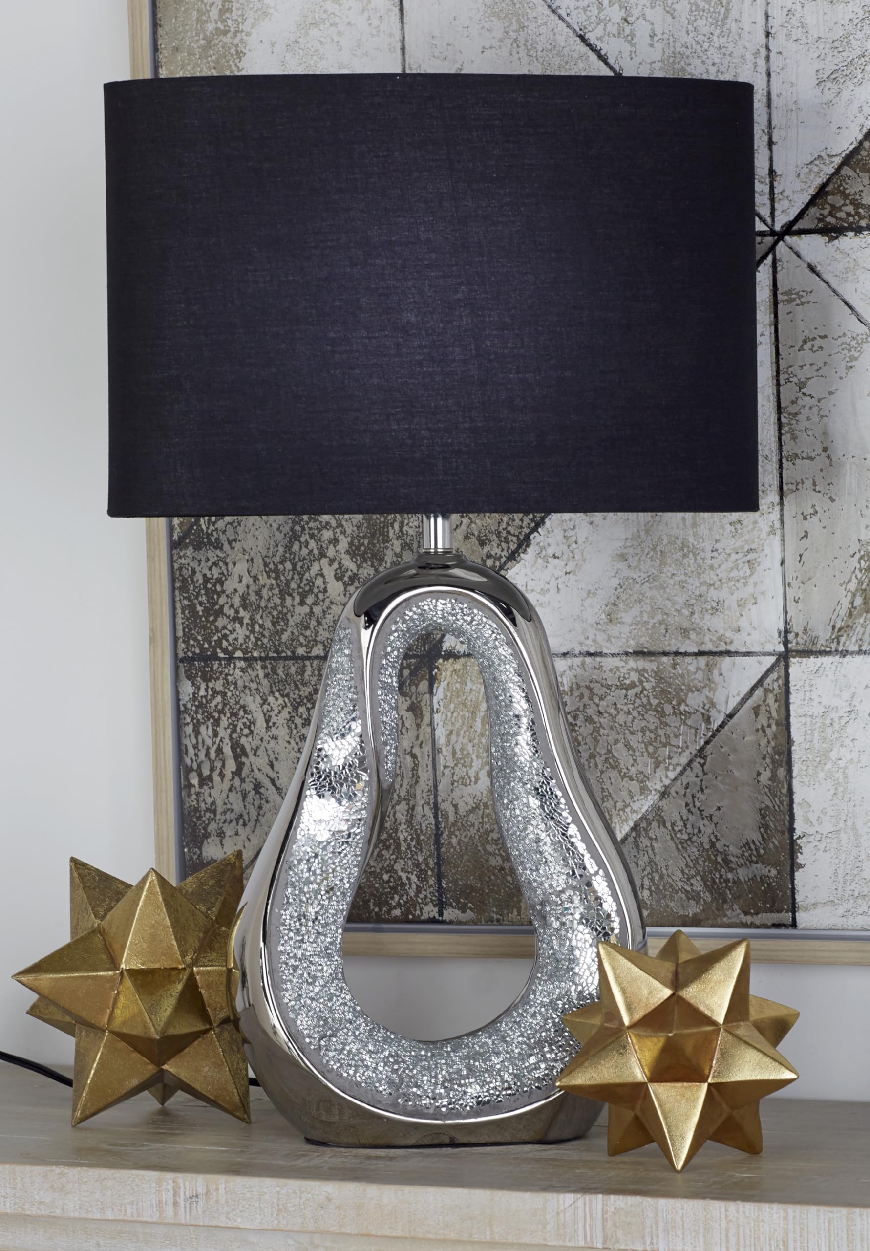 Deco 79 Silver Mosaic Mirror Ceramic Table Lamp - 17