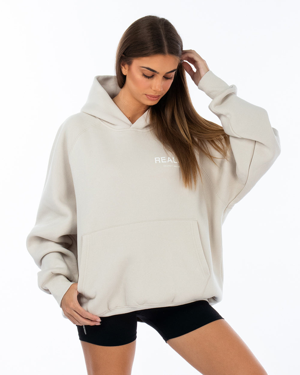 SSS Realism Back Logo Hoodie - Wheat Color Pullover Sweatshirt for Men & Women | Casual Streetwear, Loungewear, and Winter Fashion
