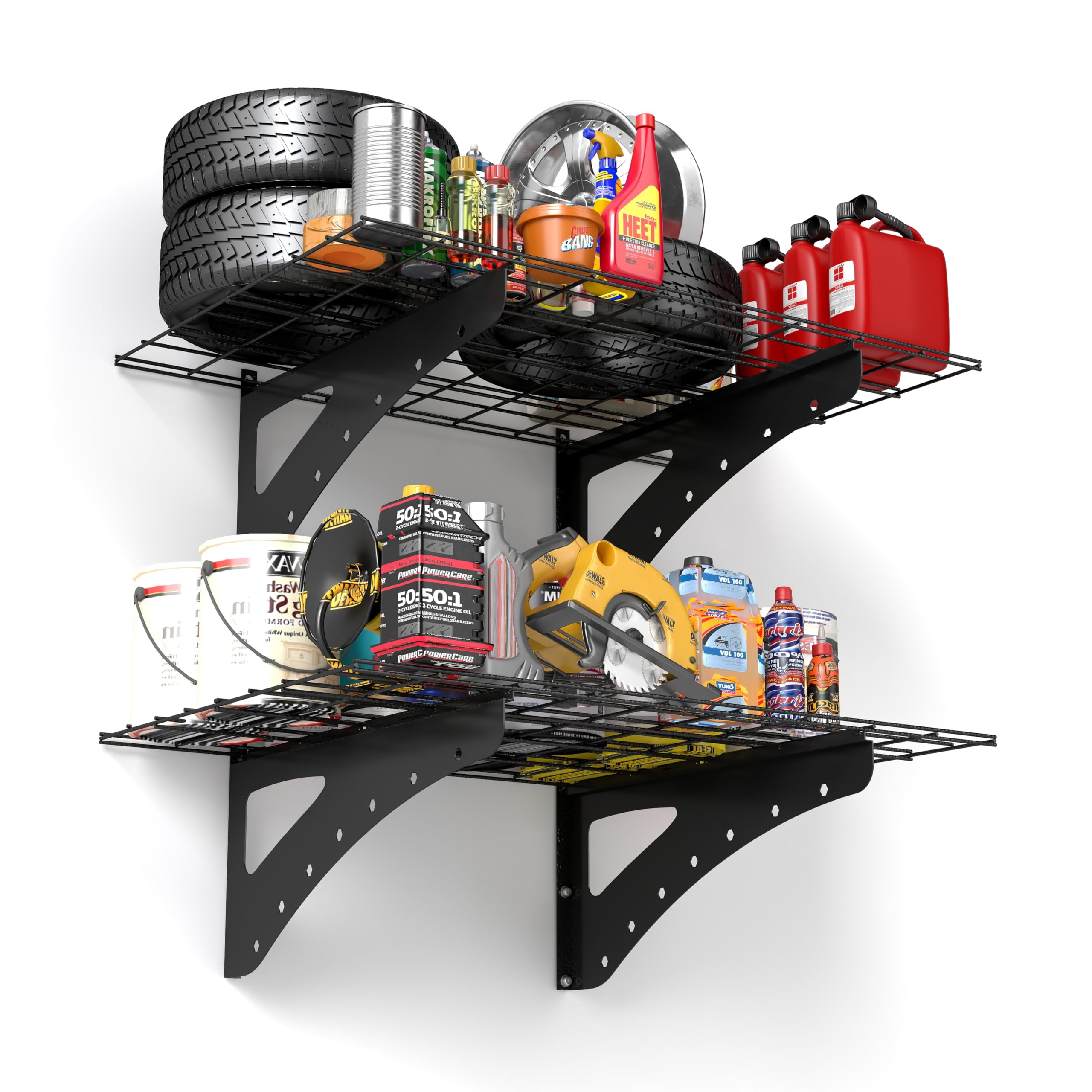 Heavy Duty Garage Wall Shelving 2-Pack - 3x2FT Industrial Metal Storage Shelves for Garage, Laundry Room, Basement & Workshop Organization - Black
