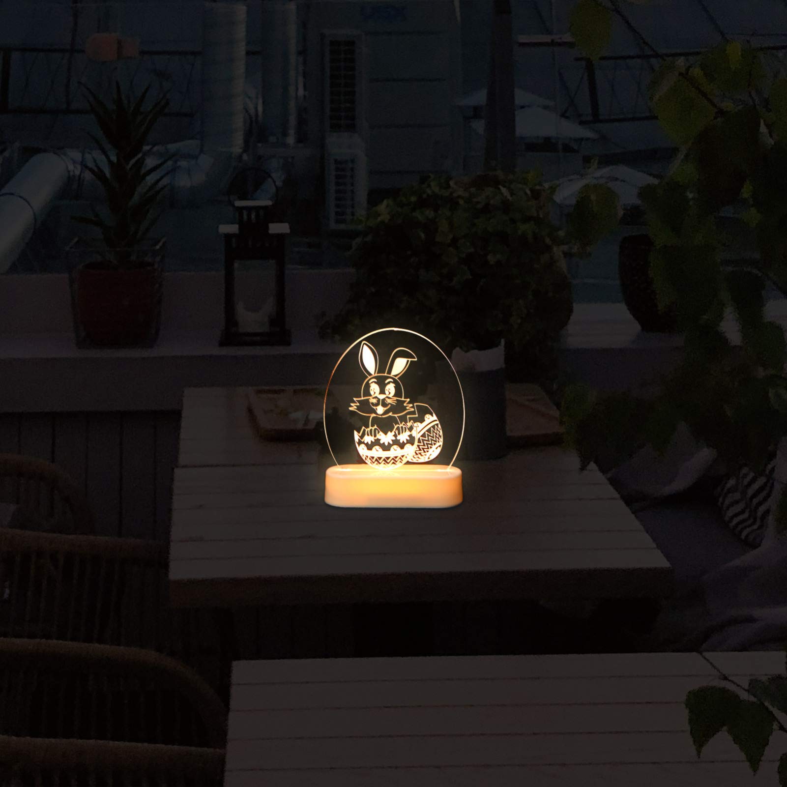 3D Illusion Touch Lamp - Easter Bunny Night Light for Kids Room, Bedside Table, Nursery Decor | USB Powered LED Desk Lamp for Baby, Children's Bedroom, Easter Decoration & Gift Idea
