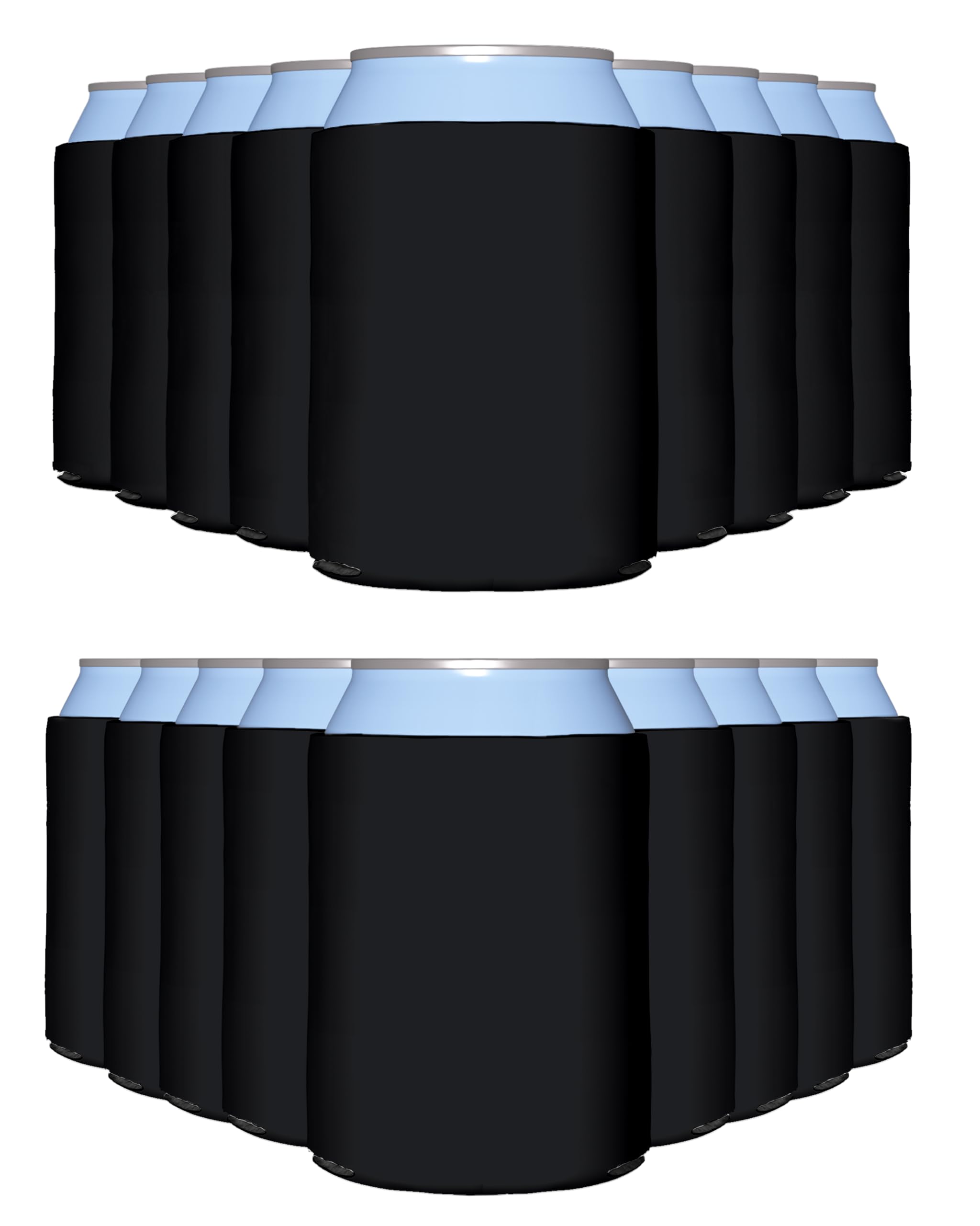 200 Pack Black Blank Can Cooler Sleeves - Customizable Sublimation Insulated Foam for Beer & Soda - Collapsible Drink Holder for 12oz & 16oz Cans - Perfect for Parties, BBQs, Tailgating & Outdoor Events