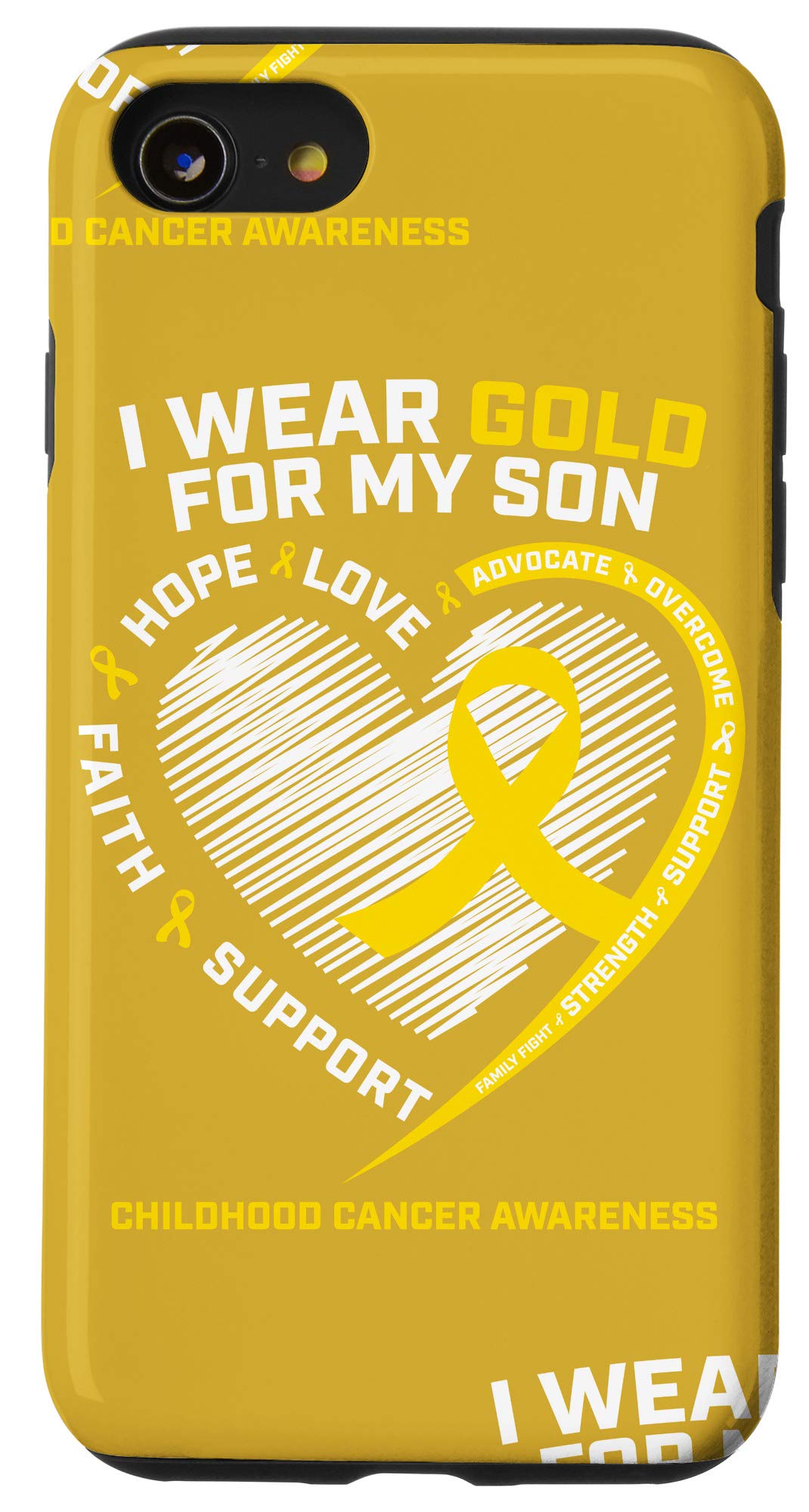 iPhone SE (2020) / 7 / 8 Gold Childhood Cancer Awareness Phone Case - Durable Protective Cover for Apple iPhone SE 2nd Gen, iPhone 7 & 8 - Support Pediatric Cancer Research - Perfect Gift for Kids, Teens & Parents