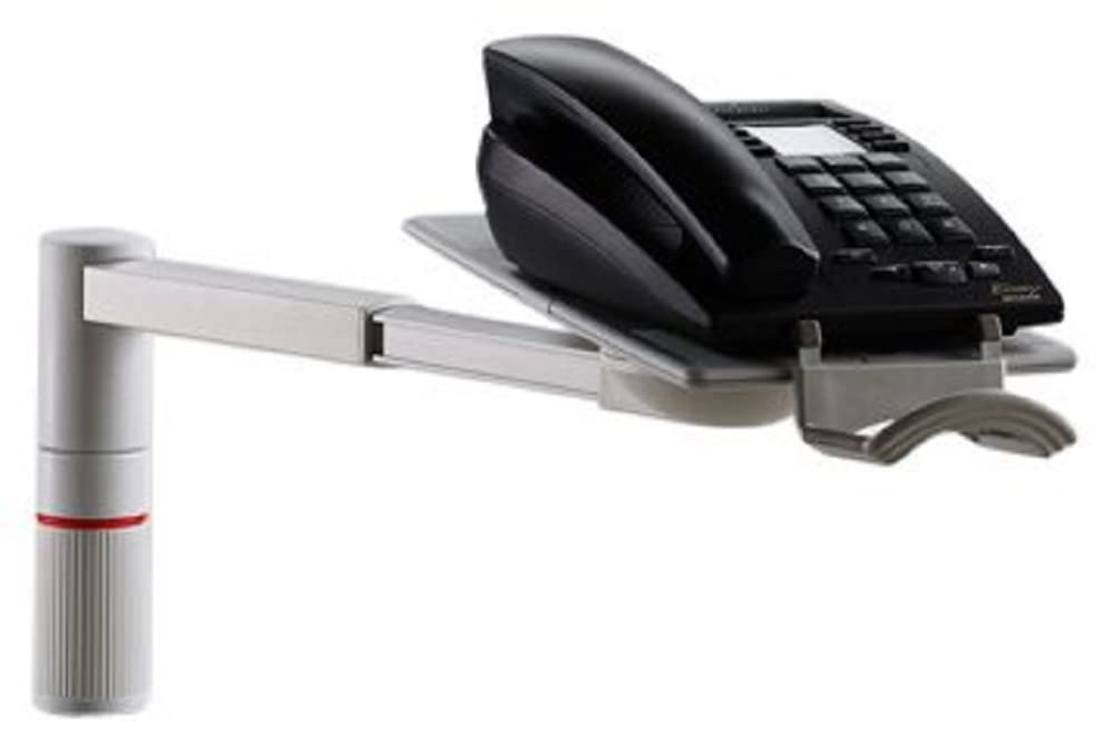 Novus ScopeMaster 7140002000 Swivel Arm Telephone Mount - Light Gray | Adjustable Phone Holder for Office, Home & Call Centers | Compatible with Most Desk Phones