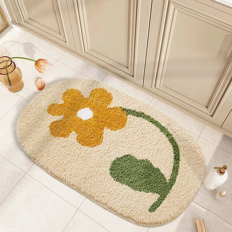 Premium Marigold Flower Bath Mat - Soft, Non-Slip, Absorbent Bathroom Rug for Showers & Bathtubs - Perfect for Spa-Like Relaxation and Home Decor