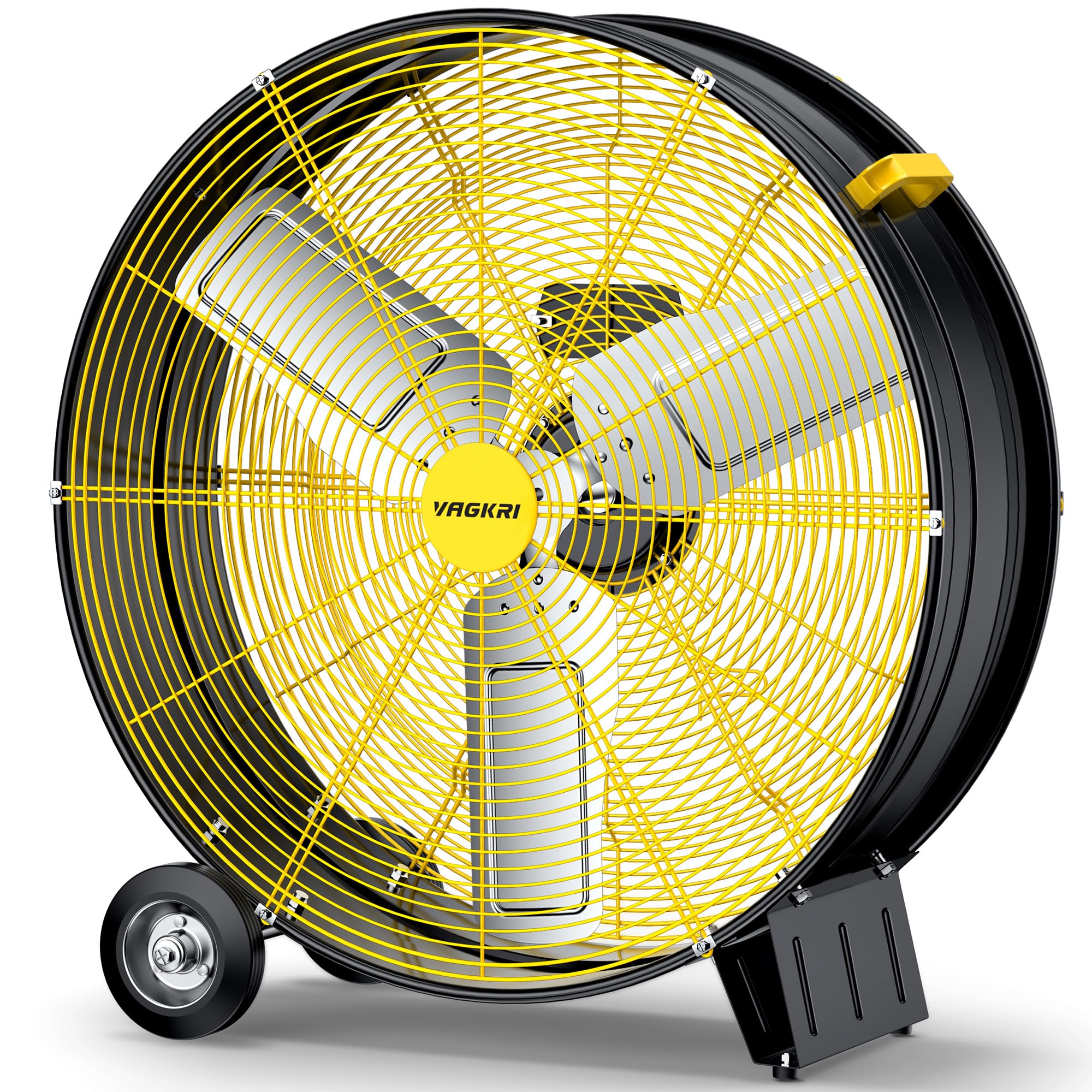 VAGKRI 30 Inch Industrial Drum Fan - 300W High Velocity Floor Fan with 3 Speed Settings | Heavy Duty Metal Fan with Casters & Handles | Powerful Air Circulator for Warehouse, Factory, Barn & Commercial Use | UL Listed | Perfect for Cooling Large Spaces & Improving Airflow