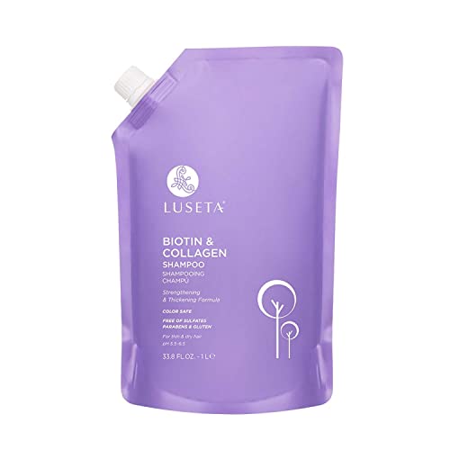 Luseta Biotin & Collagen Shampoo 33.8oz - Hair Thickening & Strengthening Treatment for Thin, Fine Hair - Sulfate Free Formula for Men & Women - Promotes Hair Growth & Reduces Hair Loss - Perfect for Daily Hair Care Routine