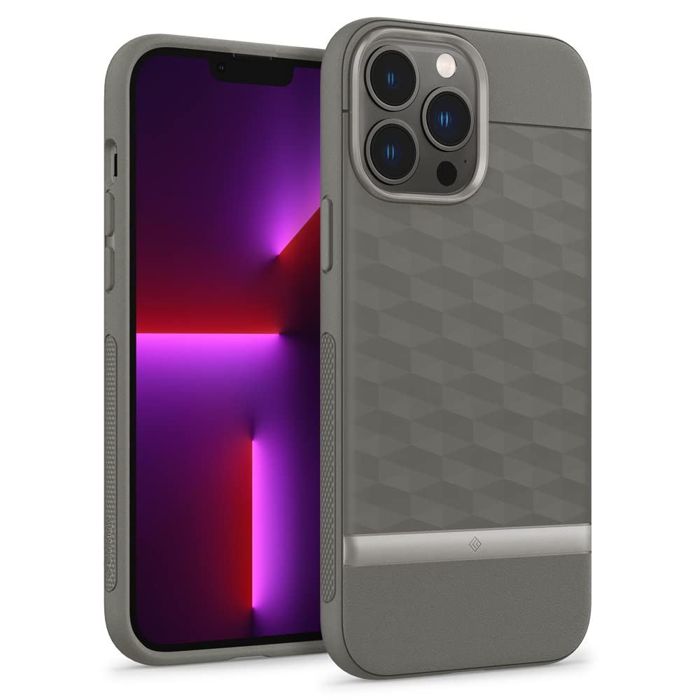 Caseology Parallax Protective Case for iPhone 13 Pro Max (2021) - Slim Shockproof Cover with Grip Texture in Ash Gray | Perfect for Everyday Use, Work & Outdoor Activities