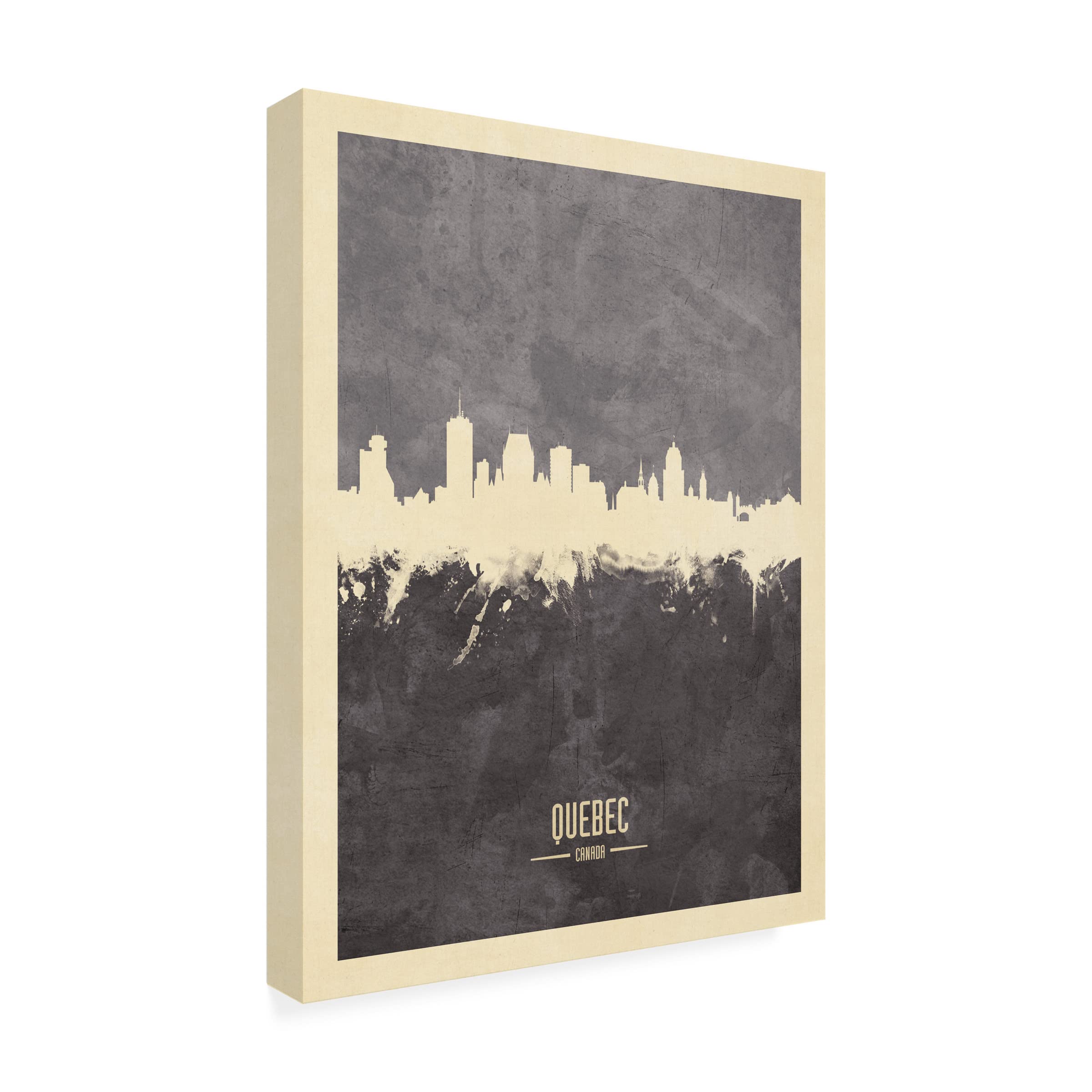 Michael Tompsett 'Quebec Canada Skyline Gray' Canvas Wall Art Print - Modern Home & Office Decor, Living Room Bedroom Wall Decor