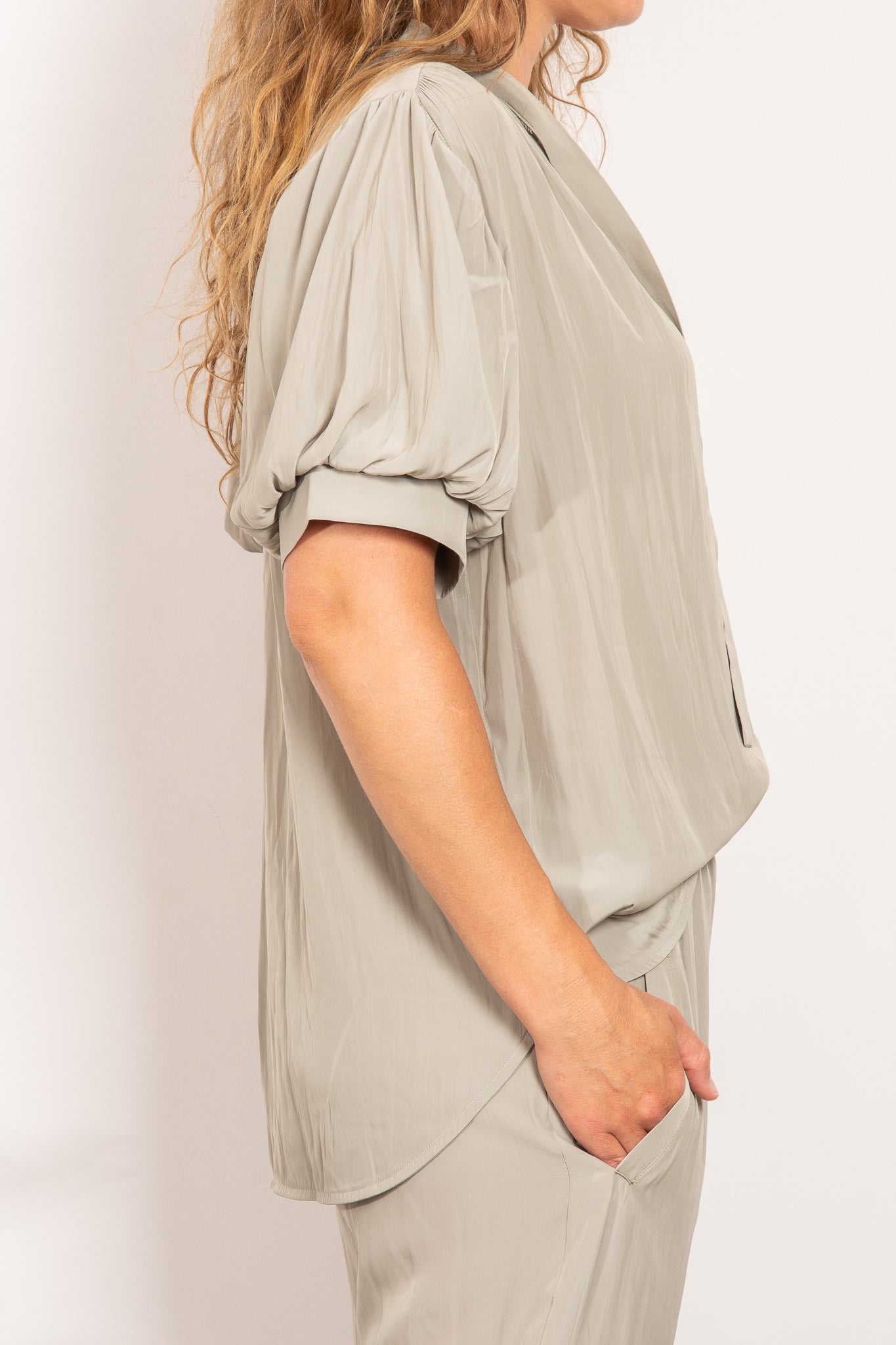 Layered Fluid Silky Puff Sleeve Tie Neck Blouse for Women - Elegant Office & Party Tops - Perfect for Work, Date Night & Special Occasions