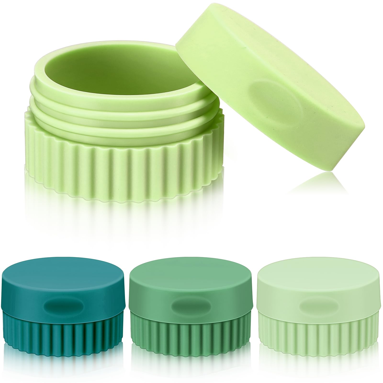 Maxcheck 4-Piece Leakproof Silicone Travel Containers Set - 0.68 oz Small Cosmetic Jars for Toiletries, Creams & Skincare | TSA Approved Travel Accessories with Secure Lids (Green) - Perfect for Air Travel, Gym Bags & On-the-Go Beauty Essentials