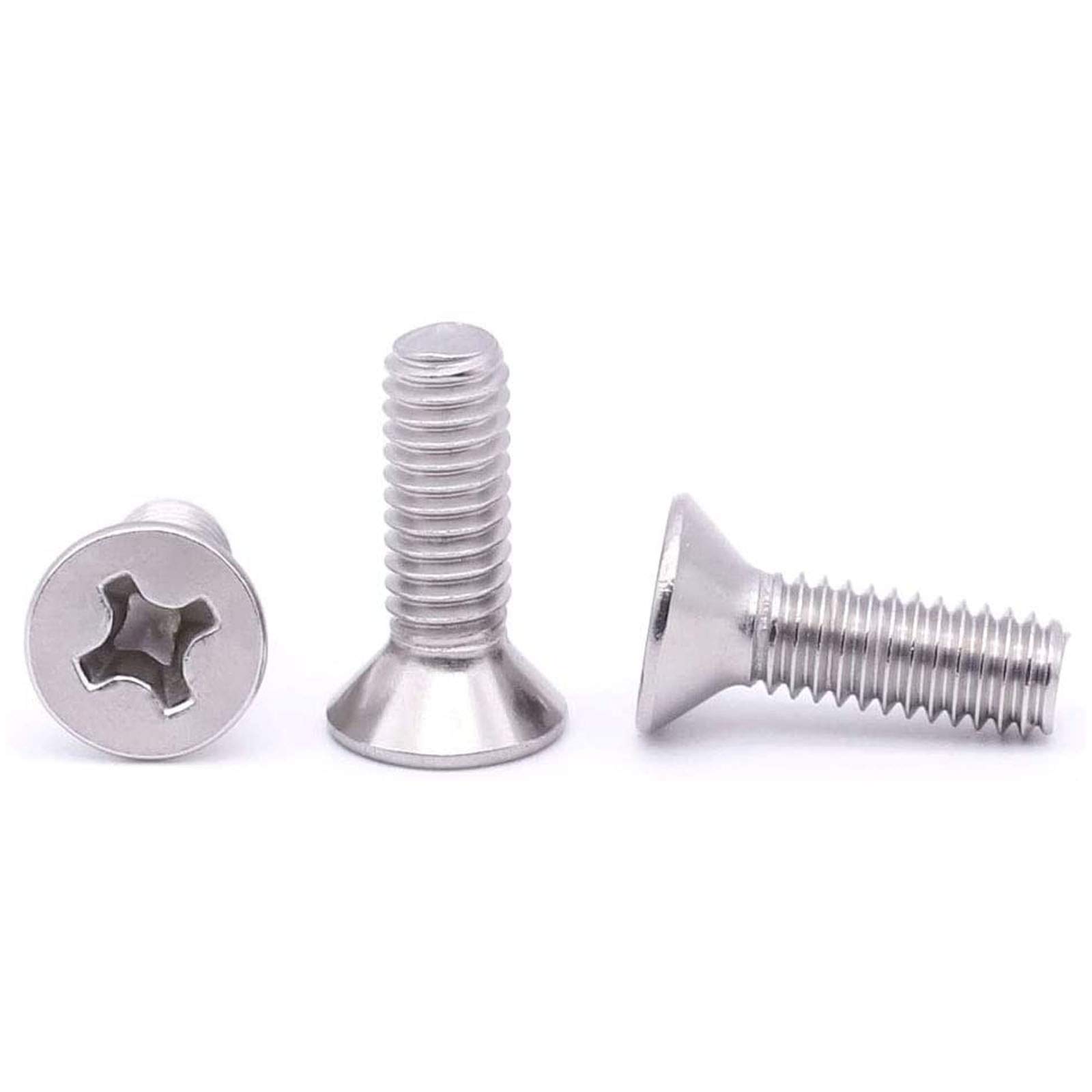 304 Stainless Steel M3-0.5x16mm Flat Head Machine Screws 50pcs - for DIY & Furniture Assembly