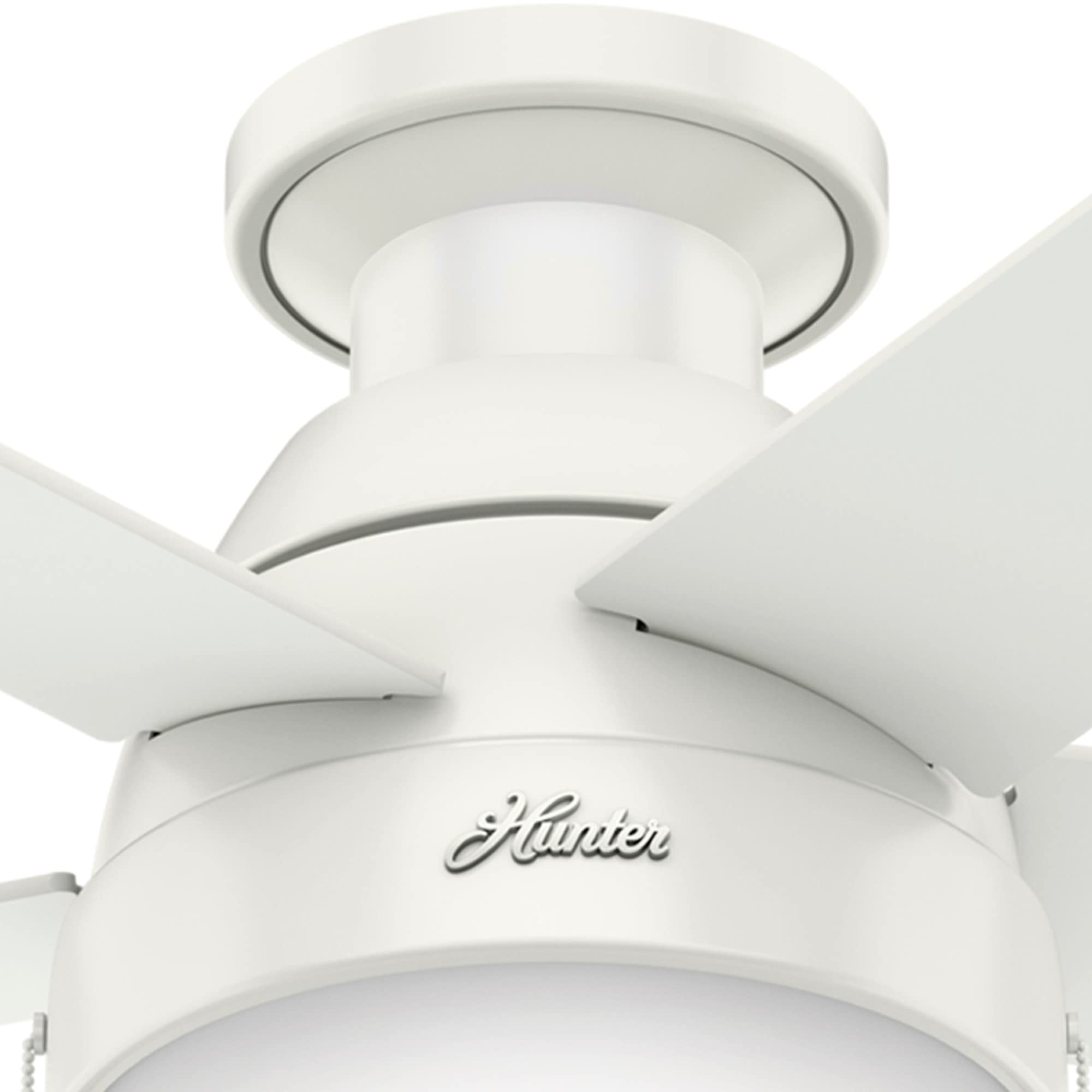 Hunter 59269 Anslee 46-inch White Ceiling Fan with Light Kit - Perfect for Living Room, Bedroom & Indoor Spaces