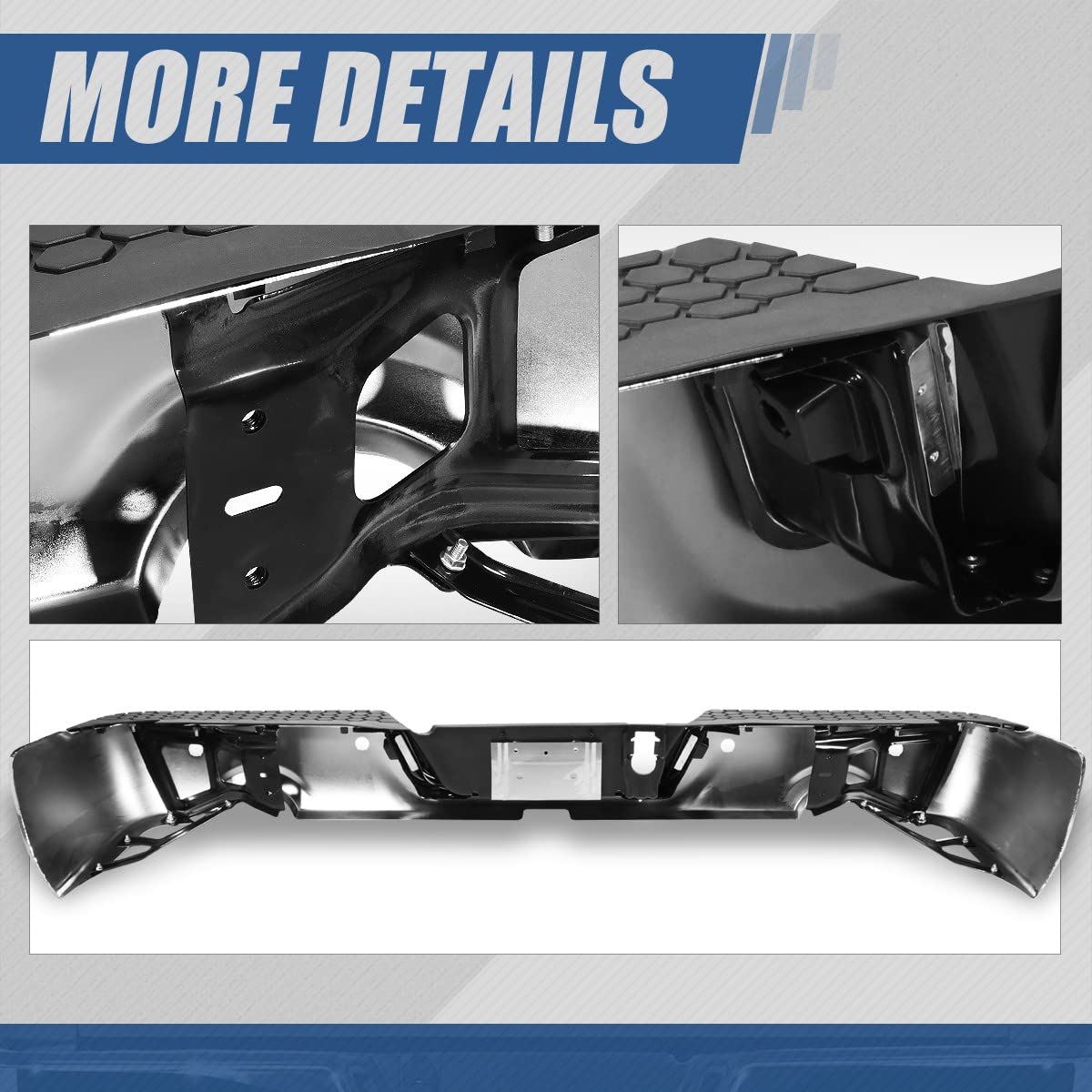 Auto Dynasty Rear Bumper Step Pad for 2009-2019 Dodge Ram 1500 - Chrome Protector Cover with License Plate Lights, Parking Sensor Holes & Dual Exhaust Cutouts (CH1103119) - Perfect for Truck Protection & Off-Road Adventures