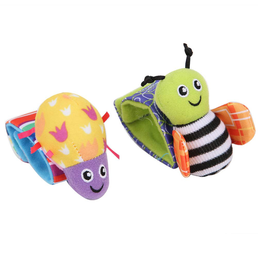 4Pcs Baby Wristband and Socks Rattle Toys - Soft Infant Sock Hanging Toy with Wrist Rattles for Newborns & Babies - Perfect for Playtime, Tummy Time & Sensory Development