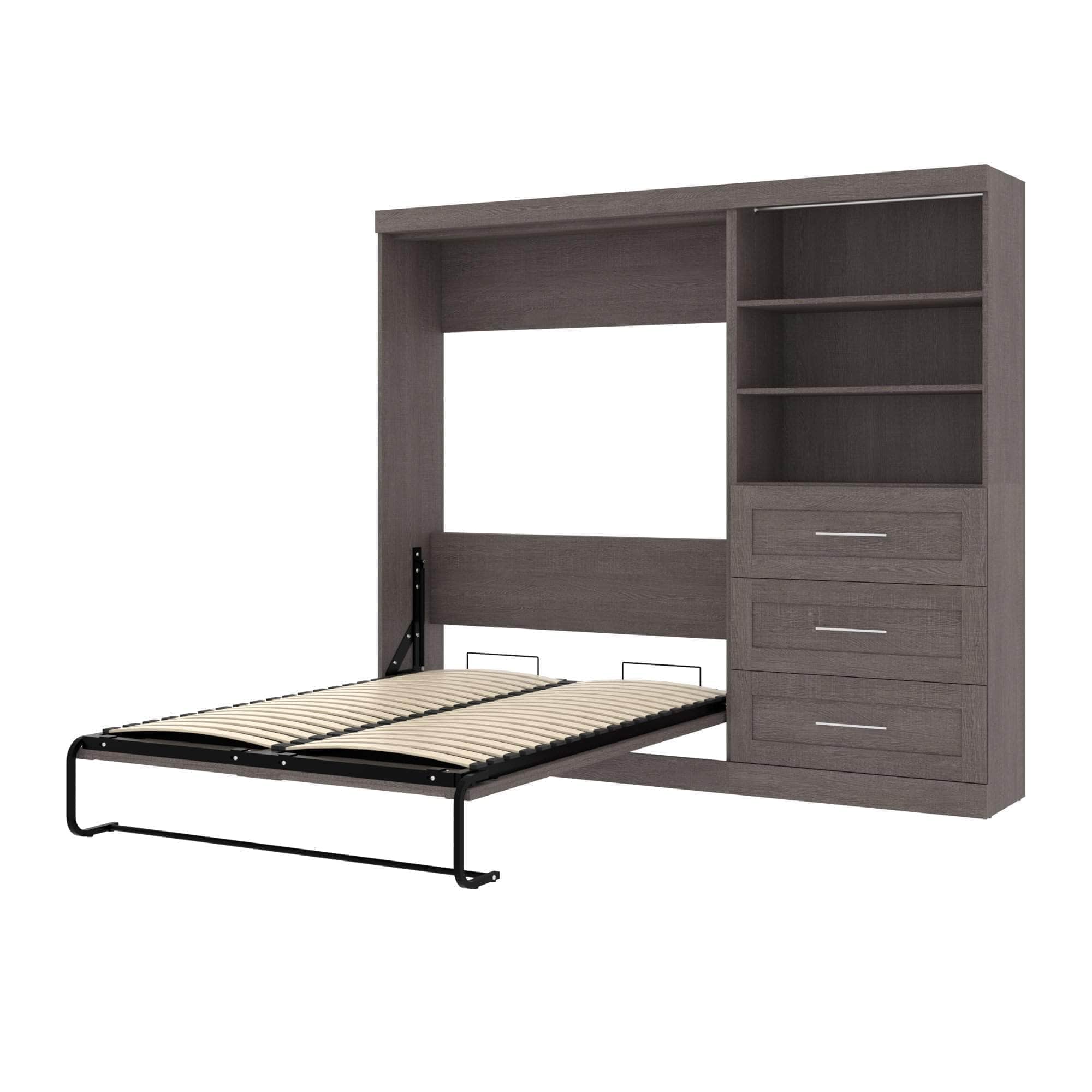 Pur Full Murphy Wall Bed with Storage Drawers - Space-Saving Foldable Bed for Small Apartments & Guest Rooms (95W, 3 Color Options)
