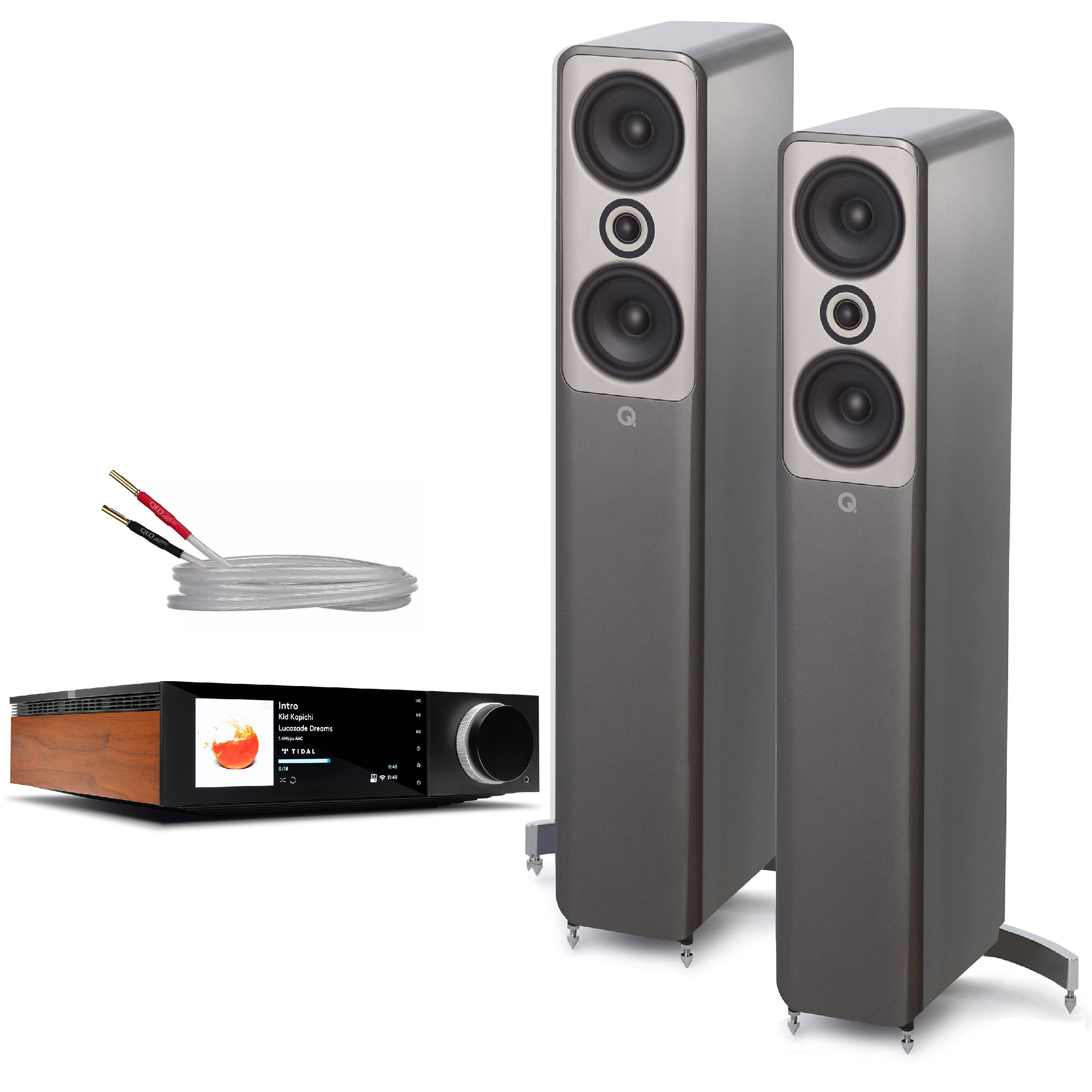 Q Acoustics Concept 50 Floorstanding Speakers with Amplifier Bundle - Premium HiFi Audio System for Home Theater & Music Listening