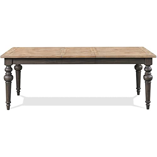 Harper Extendable Wood Dining Table by Riverside Furniture - Snowy Desert & Black Finish | Perfect for Family Gatherings & Dinner Parties