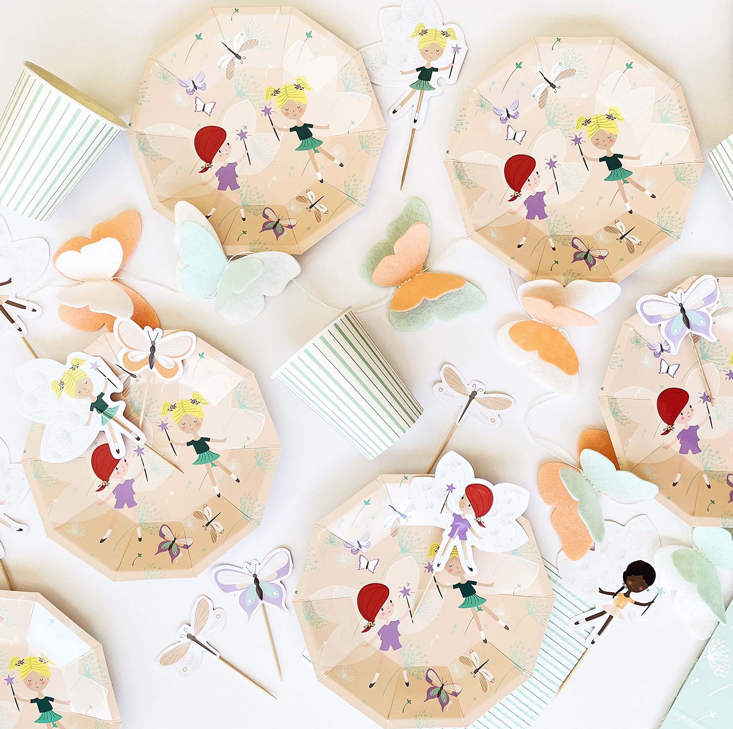 Purple Mint Fairy Dragonfly Butterfly Party Favor Bags (Set of 8) - Elegant Garden Themed Treat Bags for Birthday Parties, Baby Showers & Fairy Themed Events