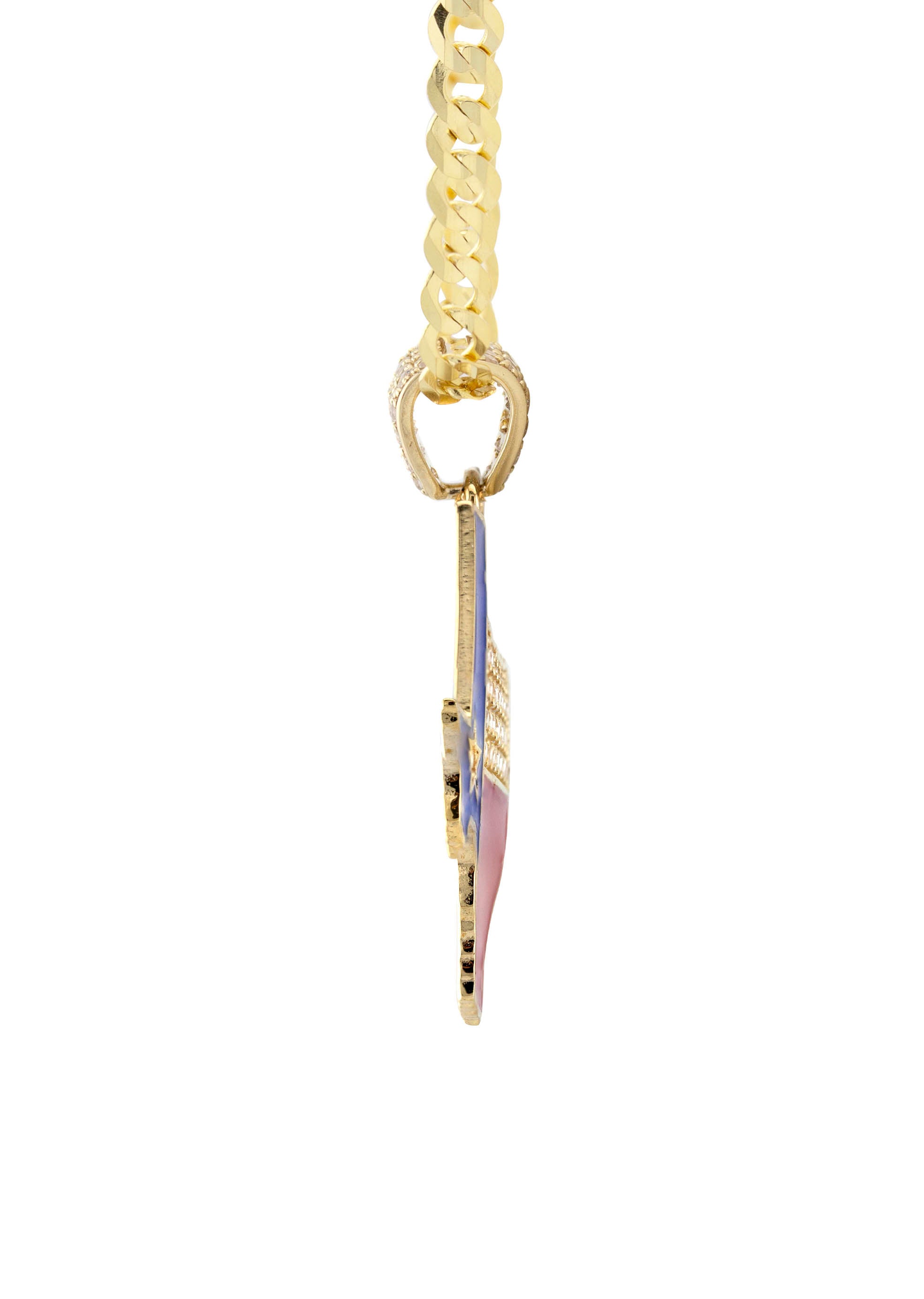 10K Yellow Gold Texas Flag Pendant Necklace for Women - 2.3 Inch Lone Star State Jewelry Gift - Perfect for Texas Pride, Birthday & Anniversary Celebrations