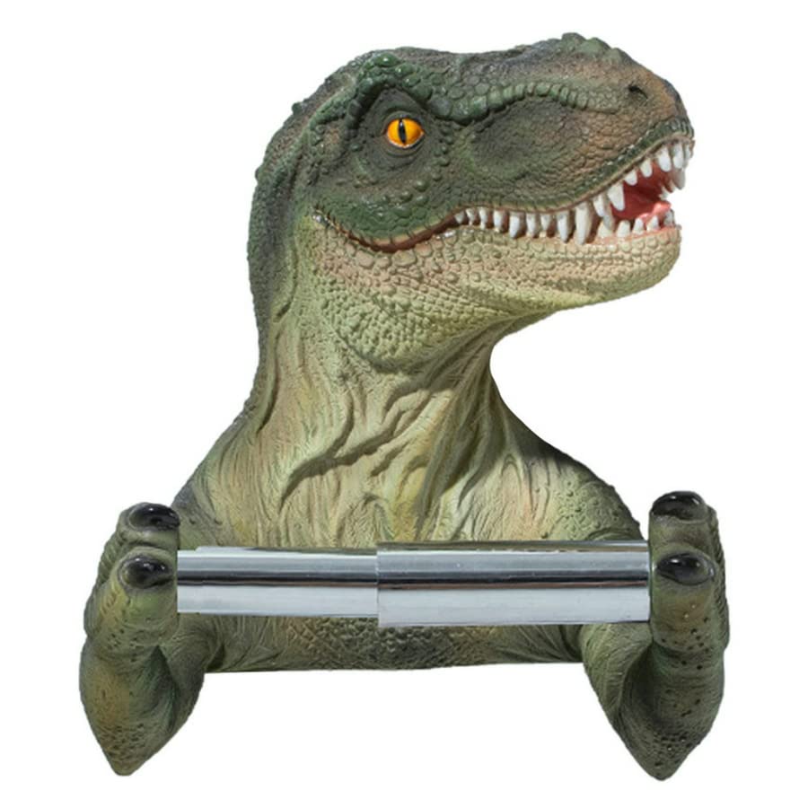 3D Dinosaur Toilet Paper Holder - Wall-Mounted Tyrannosaurus Tissue Roll Rack for Bathroom Decor - Unique Dinosaur-Themed Home Accessory for Kids' Rooms & Jurassic-Themed Bathrooms