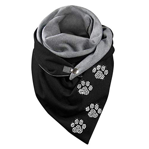 Women's Winter Scarves - Soft Warm Solid Dot Print Button Wrap Shawl for Casual Fashion & Outdoor Use (Black) - Perfect for Cold Weather, Office, and Travel Accessories