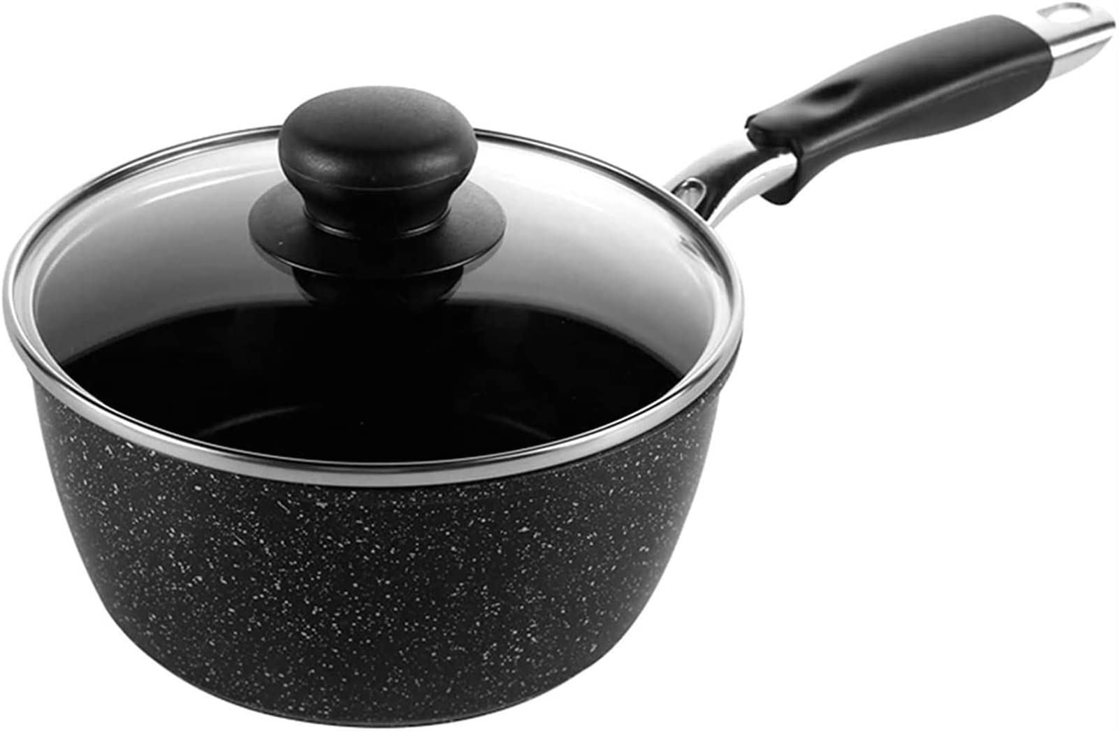 Premium Non-Stick Wok Maifan Stone Pot - Mini Milk Pot with Glass Lid for Gas Stove | Perfect for Cooking, Boiling Soup & Household Kitchen Use