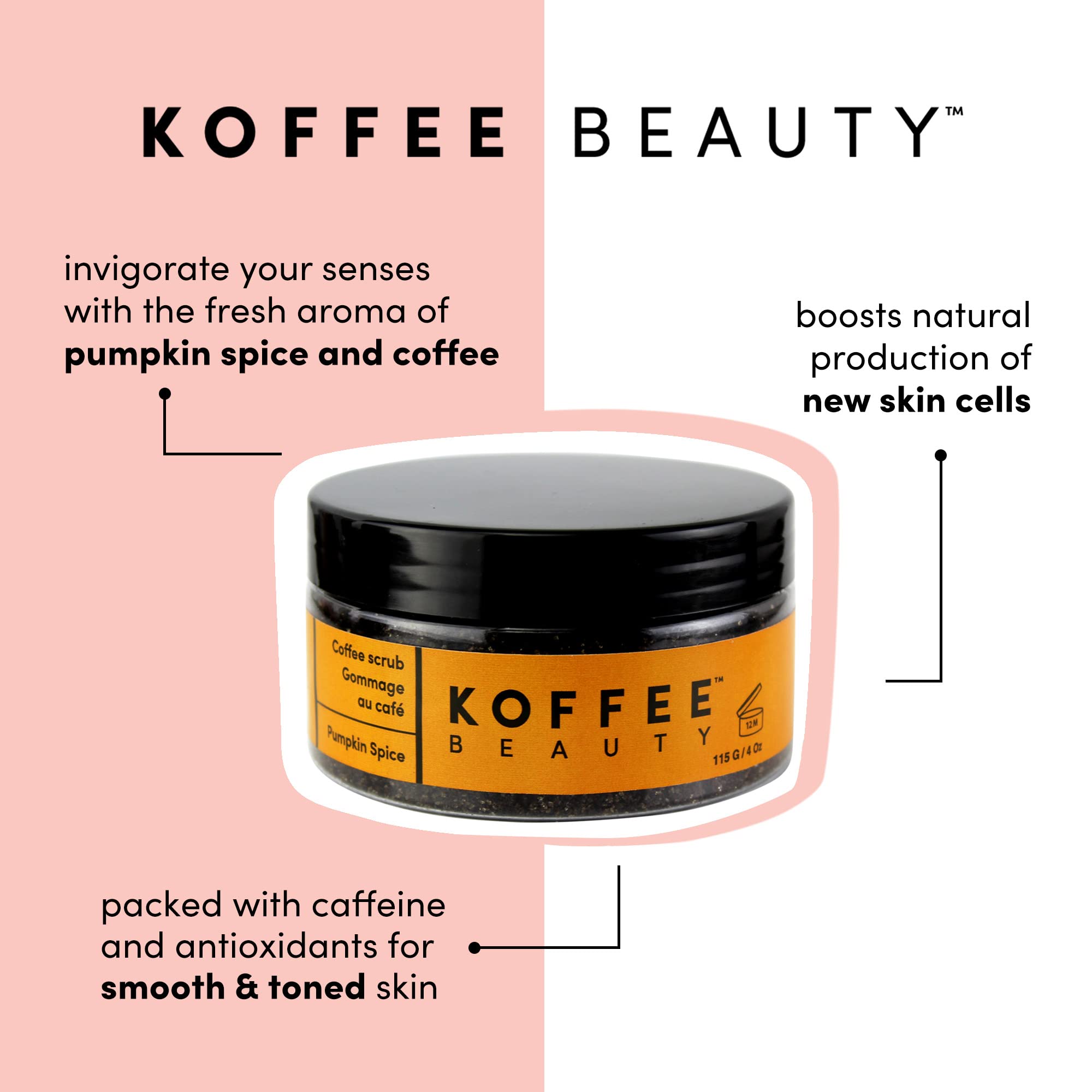 Koffee Beauty Pumpkin Spice Coffee Scrub - Exfoliating Body Scrub for Smooth Skin, 4 oz - Perfect for Spa Day & Self Care Routine