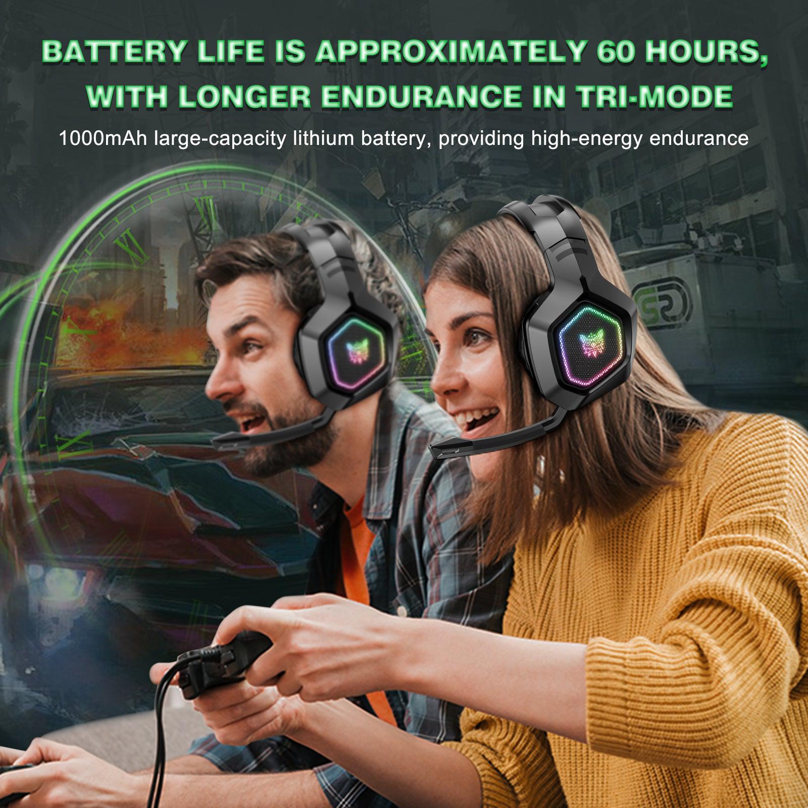 ONIKUMA B100 Wireless Gaming Headset - Bluetooth 2.4G & Wired 3-Mode Lightweight Over-Ear Headphones for PC, PS5, Xbox - Perfect for Esports, Streaming & Online Gaming