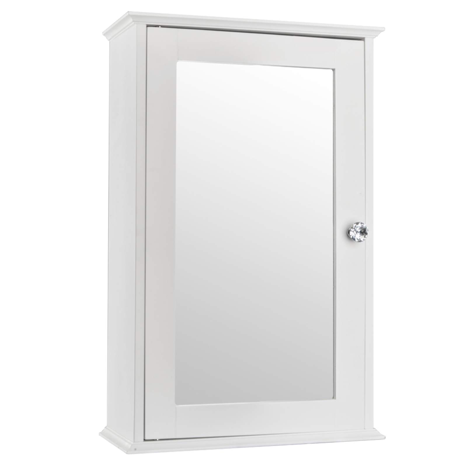 White Single Door Bathroom Wall Mirror Cabinet - Mounted Medicine Storage Cabinet with Mirror for Bathroom, Vestibule, Bedroom - Space Saving & Stylish Home Organization Solution