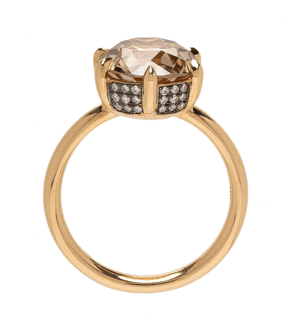 Ella 3 97Ct Round Brilliant Champagne Diamond Solitaire Engagement Ring - 14K White Gold Wedding Band for Women, Perfect for Proposals, Anniversaries & Special Occasions