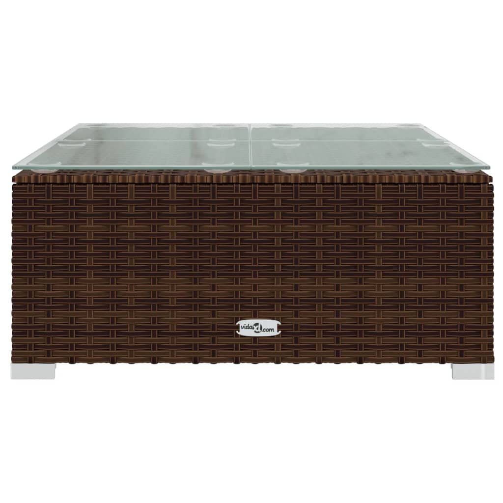 5-Piece Brown/Green Poly Rattan Patio Lounge Set with Cushions - Outdoor Sectional Sofa for Garden, Deck & Backyard Relaxation