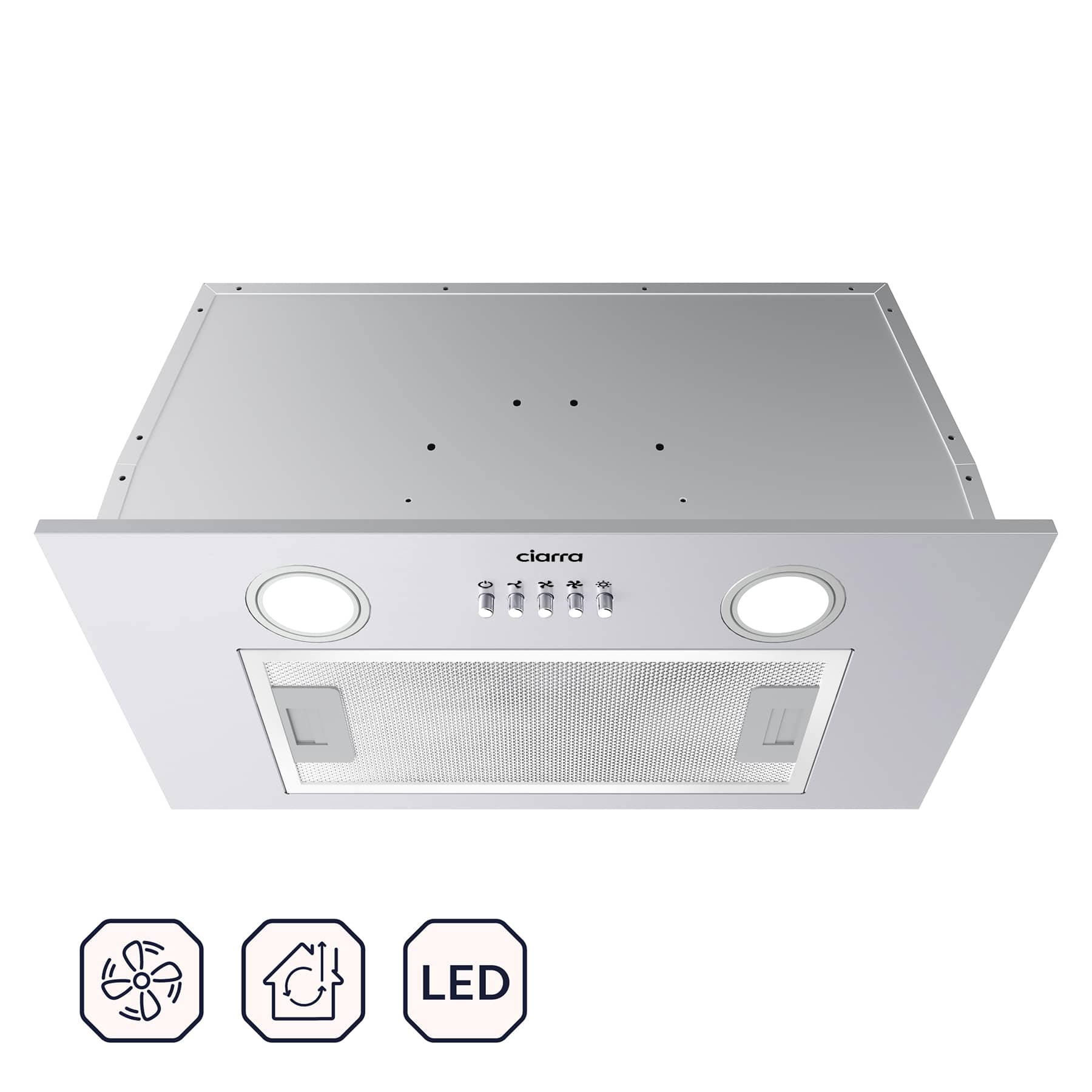 CIARRA 20-Inch Ductless Range Hood Insert - Built-In Under Cabinet Stainless Steel Kitchen Vent - CAS52913E OW - Perfect for Small Kitchens & Apartments