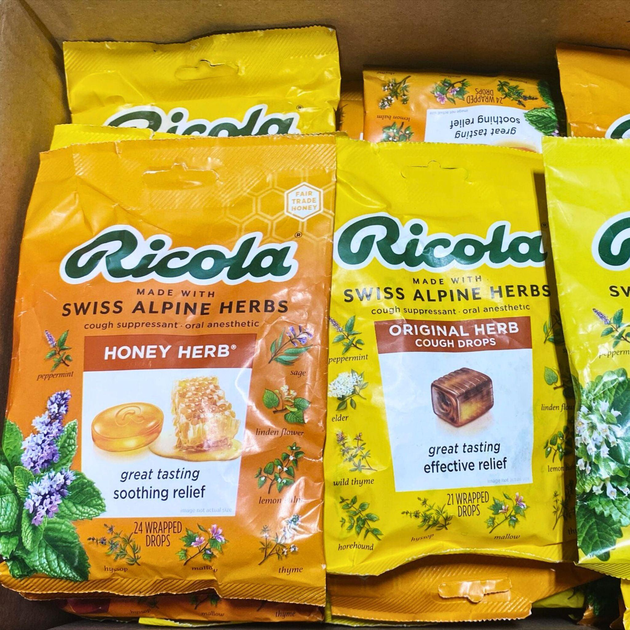 Ricola Herbal Cough Drops 21 & 24 Count - Natural Throat Relief for Adults & Kids - Great Tasting Honey Lemon Flavor (50 Pcs Bulk Pack) - Perfect for Travel, Office & Home Use