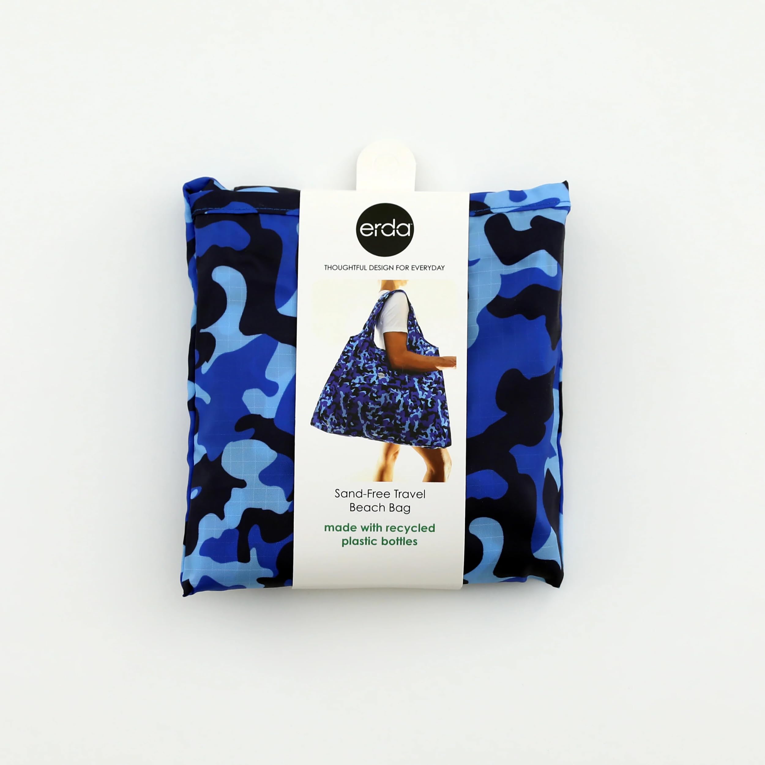 Eco-Friendly Sand-Free Travel Beach Bag - Made from Recycled Water Bottles, Ocean Camo Design | Perfect for Beach Trips, Poolside Lounging & Outdoor Adventures
