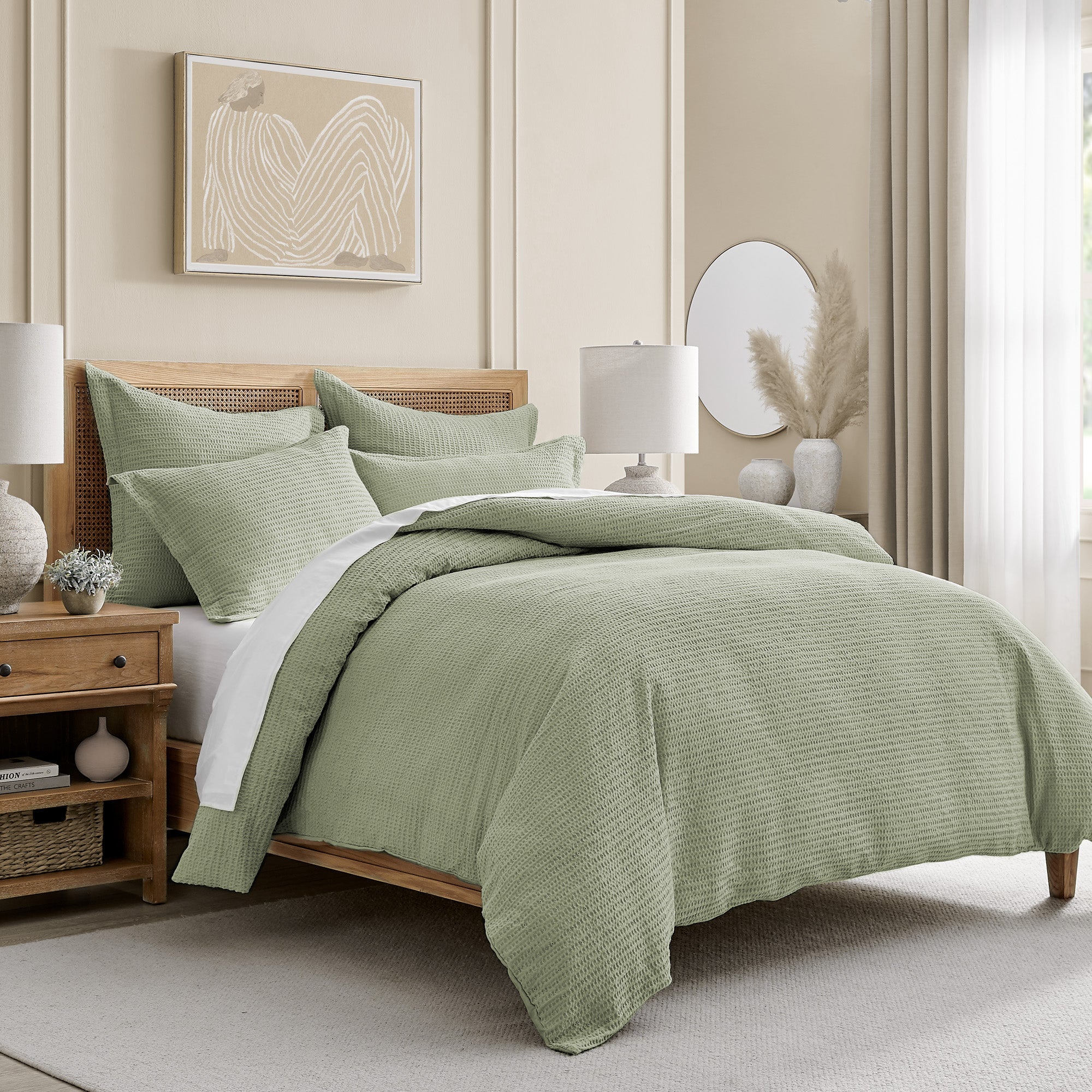 Premium Cloud Waffle Duvet Cover Set - Soft & Breathable Bedding - Queen/King Size - Luxury Textured Bedding for Cozy Sleep & Hotel-Style Comfort