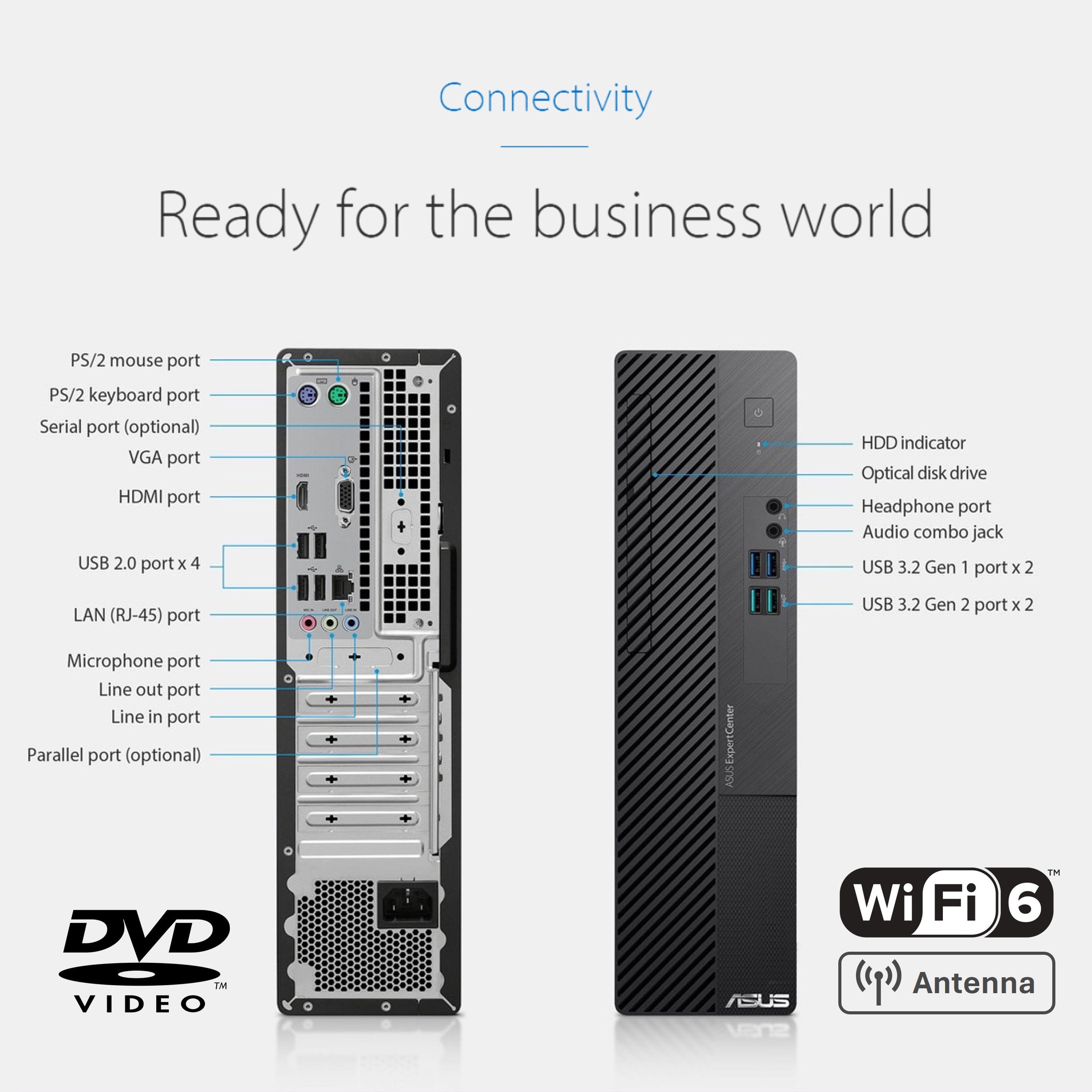 ASUS ExpertCenter D5 Business Small Form Factor (SFF) Desktop PC - Intel Core i5-12400 Processor, 8GB DDR4 RAM, 512GB PCIe M.2 SSD, Intel UHD Graphics, WiFi 6, No OS - Compact Black Office Computer for Small Business & Home Office Use