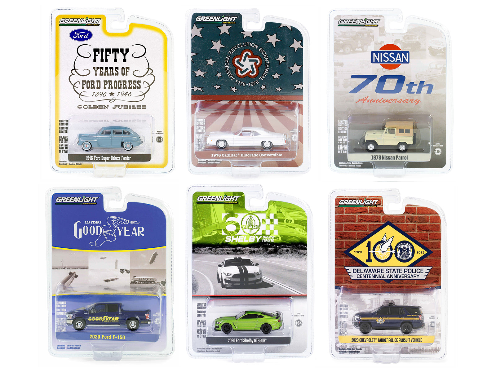 Greenlight 1/64 Scale Diecast Model Cars - 6-Piece Anniversary Collection Set | Perfect for Collectors, Gifts, and Display