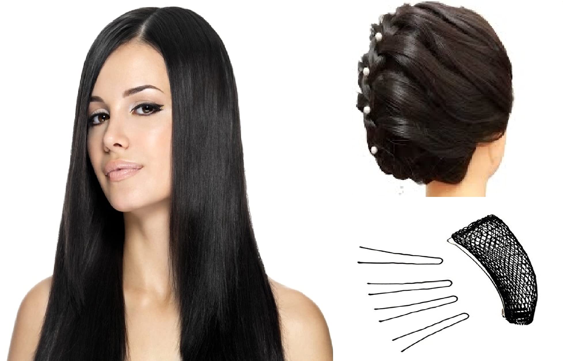 Wizme Straight Black Hair Extensions for Women & Girls - Clip-In Human Hair Extensions for Daily Use, Styling, Parties & Special Occasions