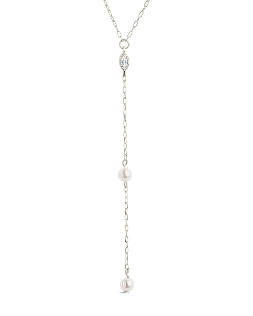 Elegant Tyra CZ & Pearl Lariat Necklace for Women - 18K Gold Plated Layered Chain Jewelry - Perfect for Weddings, Parties & Date Nights