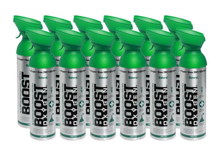 12-Pack 10L Boost Pure Oxygen Can - 200 Breaths (Large) | Portable Oxygen Supplement for High Altitude, Sports & Fitness, Travel, and Emergency Use