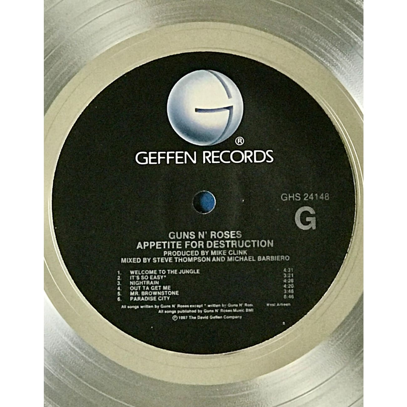 Guns N' Roses Appetite For Destruction Album - RIAA 8x Multi Platinum Award - Perfect for Rock Music Collectors & Home Decor