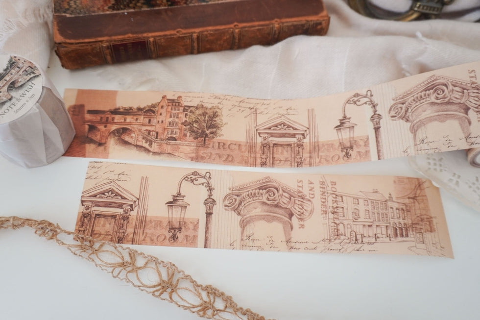 Japanese Washi Tape for Architects - Decorative Paper Tape with Release Paper - Perfect for Scrapbooking, Journaling, and Office Organization