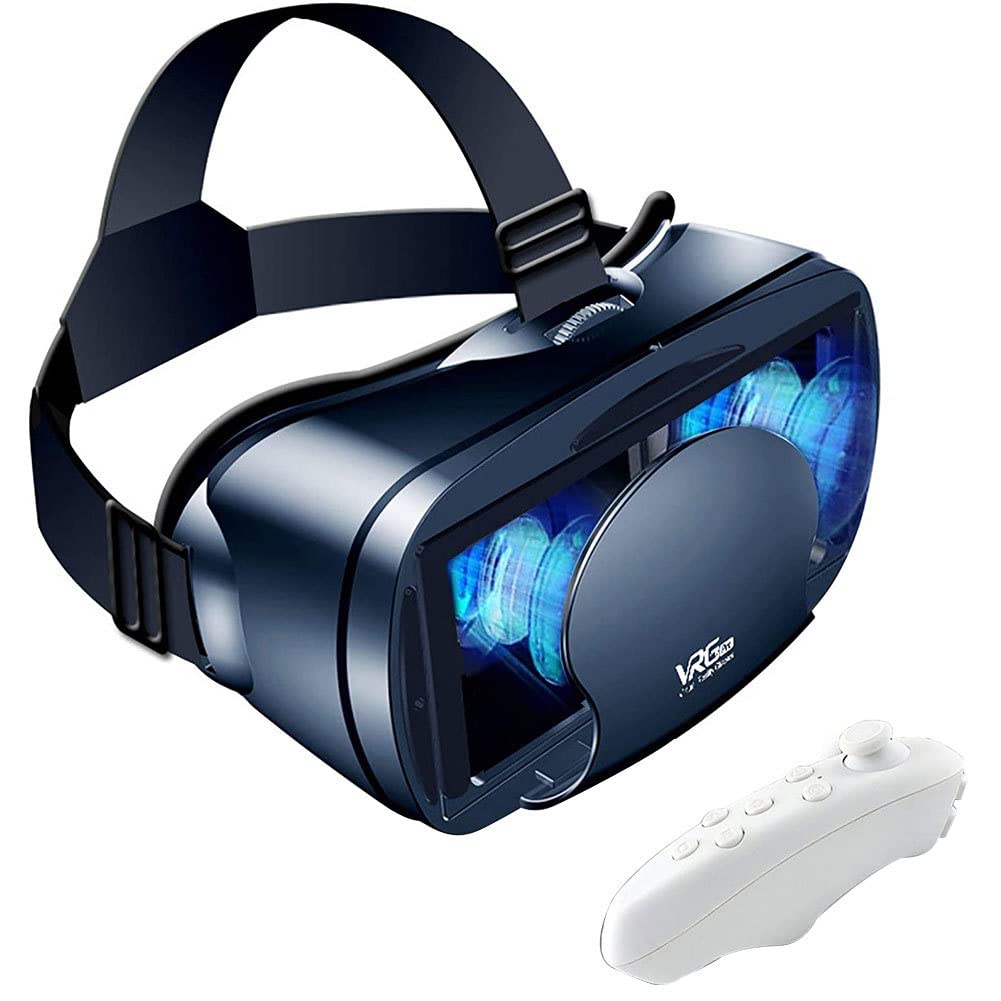 Tadoiooy VR Headset 3D Virtual Reality Glasses - Comfortable Adjustable Distance with Remote Control for 3D Movies & Gaming - Black Smartphone VR Headset - Perfect for Home Entertainment & Immersive Gaming Experience