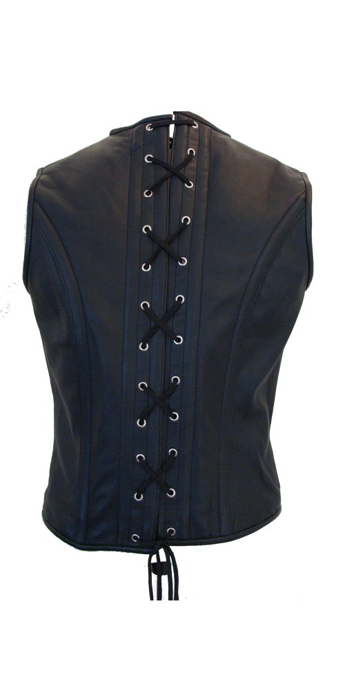 Men's Black Leather Waistcoat Vest - Victorian Style Steel Boned Corset for Gothic & Military Fashion | Perfect for Steampunk Cosplay, Renaissance Fairs & Alternative Fashion