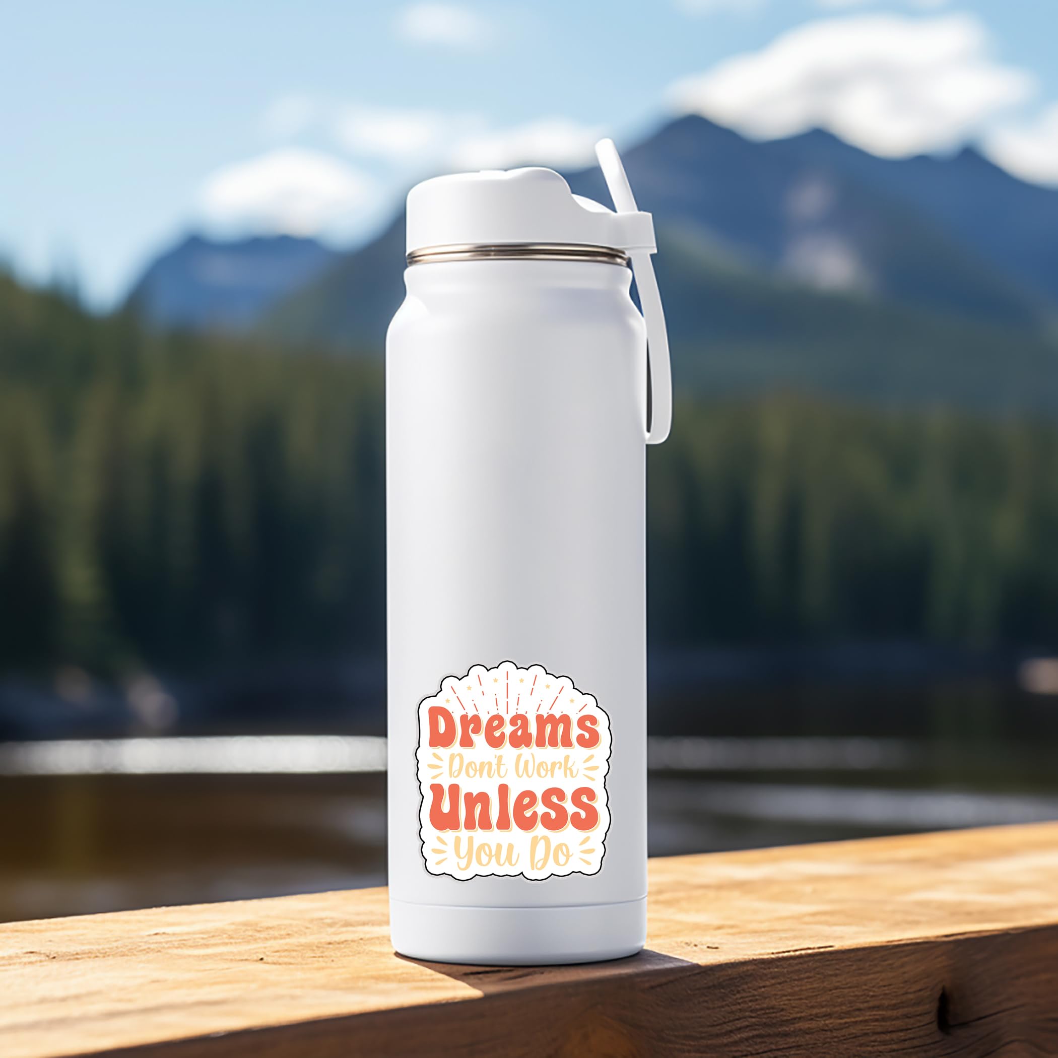 Dreams Don't Work Unless You Do - Motivational Vinyl Decal Sticker (6 Inch) for Laptops, Water Bottles, Cars, Notebooks - Durable, Waterproof, Weatherproof - Easy to Apply - Perfect for Office, School, Gym & Home Decor