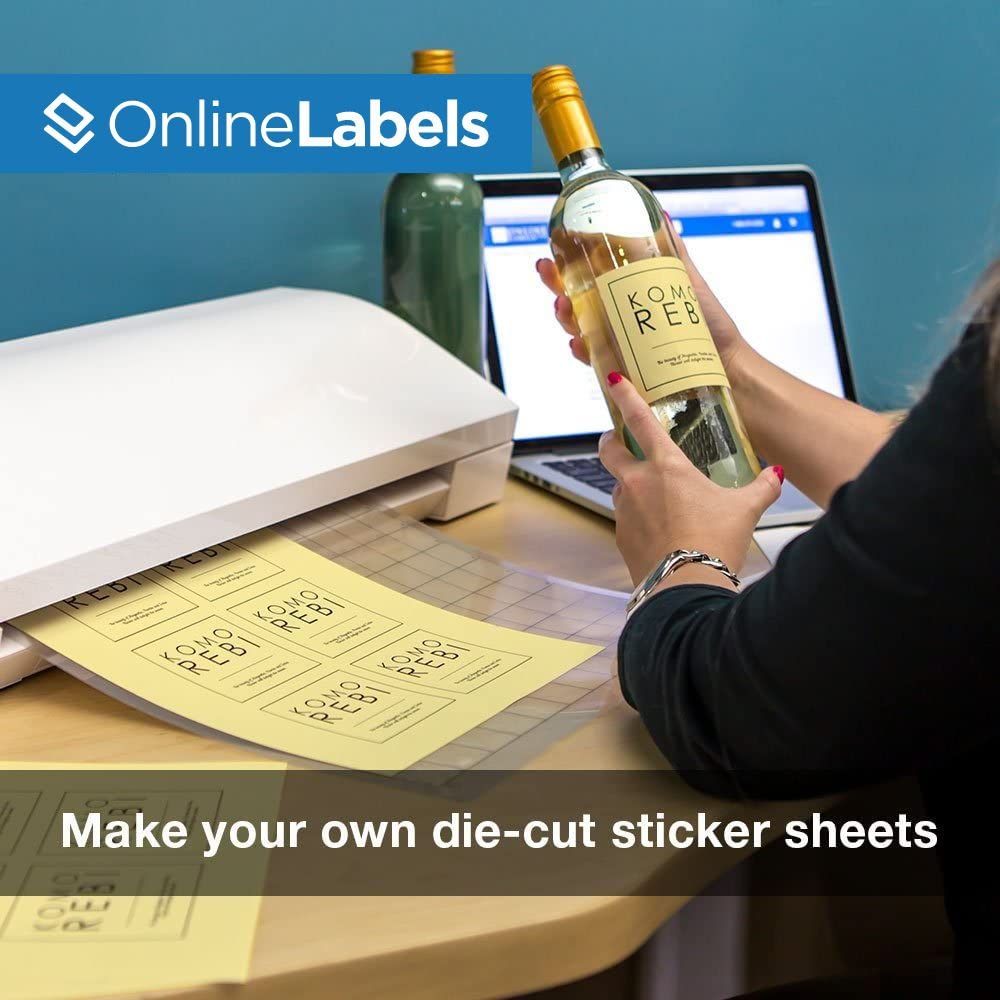 Pastel Yellow Sticker Paper - 100 Sheets 8.5x11 Full Sheet Labels for Inkjet & Laser Printers | Perfect for DIY Crafts, Scrapbooking & Product Labeling | Online Labels