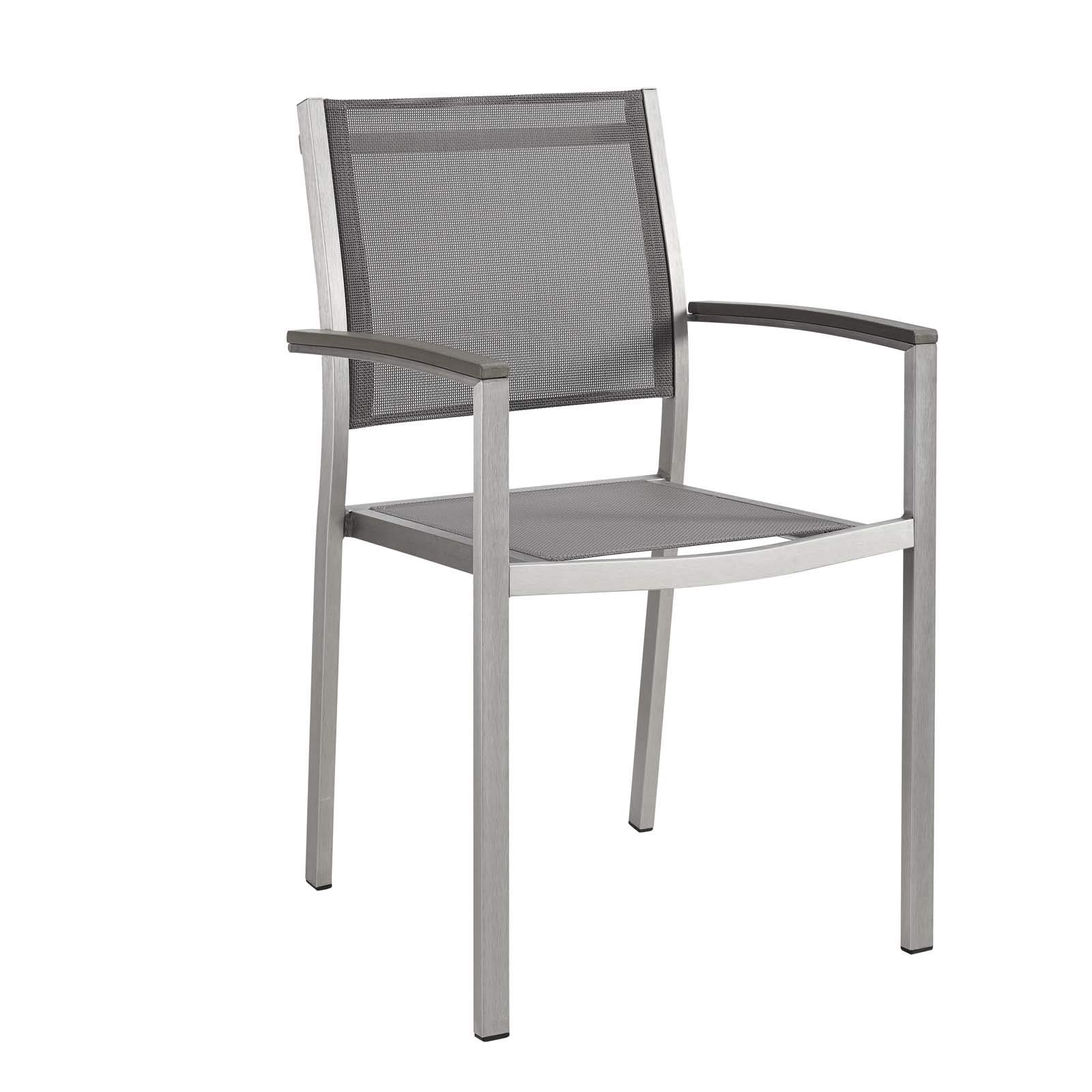 Modern Outdoor Patio Dining Chairs Set - 2 Pack Aluminum Alloy Bistro Chairs with Cushion, Rust-Resistant Steel Frame in Gray - Perfect for Balcony, Garden, Poolside & Cafe Seating